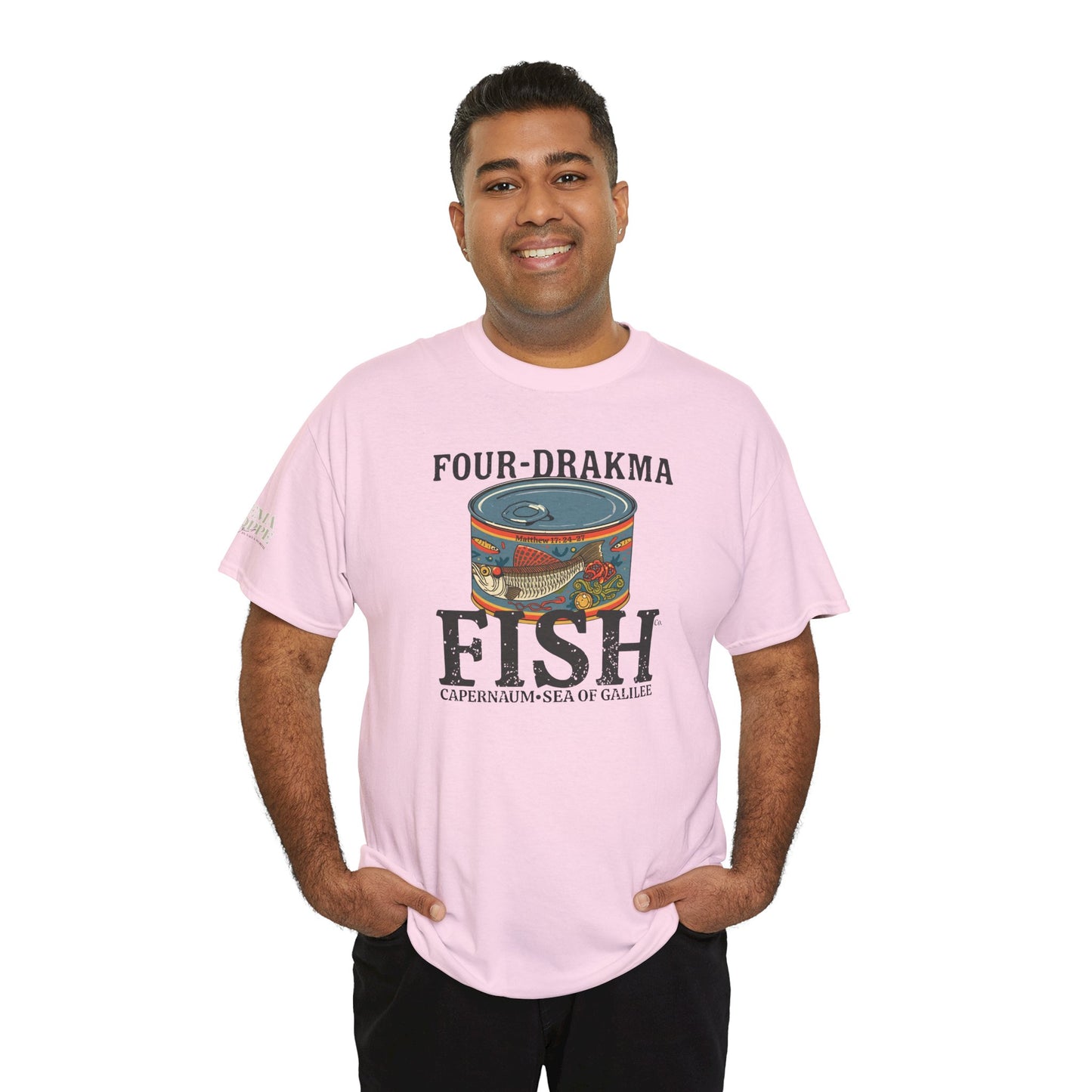 Vintage Four-Drachma Fish Co Matthew 17:24-27 Unisex Tee for Fishermen and Bible Enthusiasts