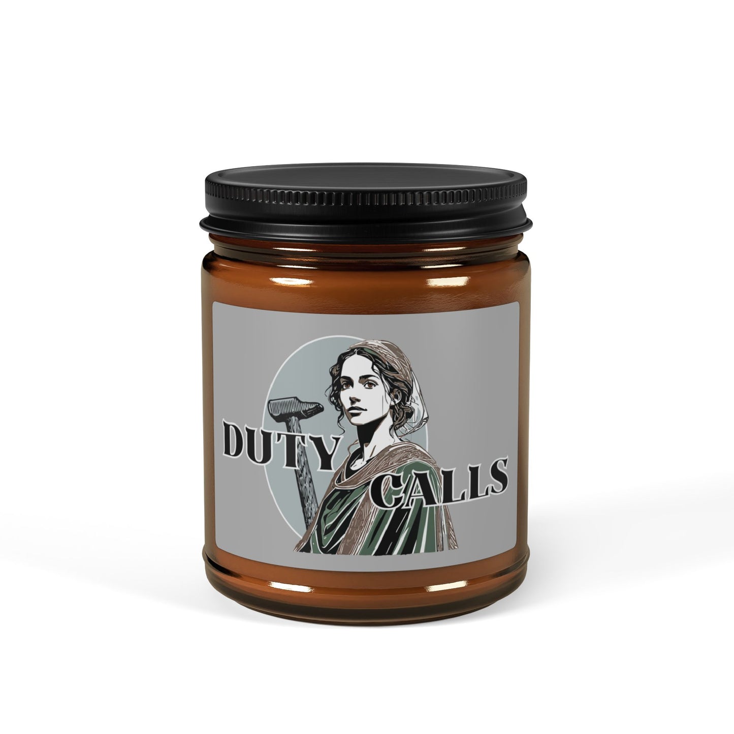 Biblical Portrait Amber Soy Candle — "Duty Calls" Scented Jar (Multi-Size)