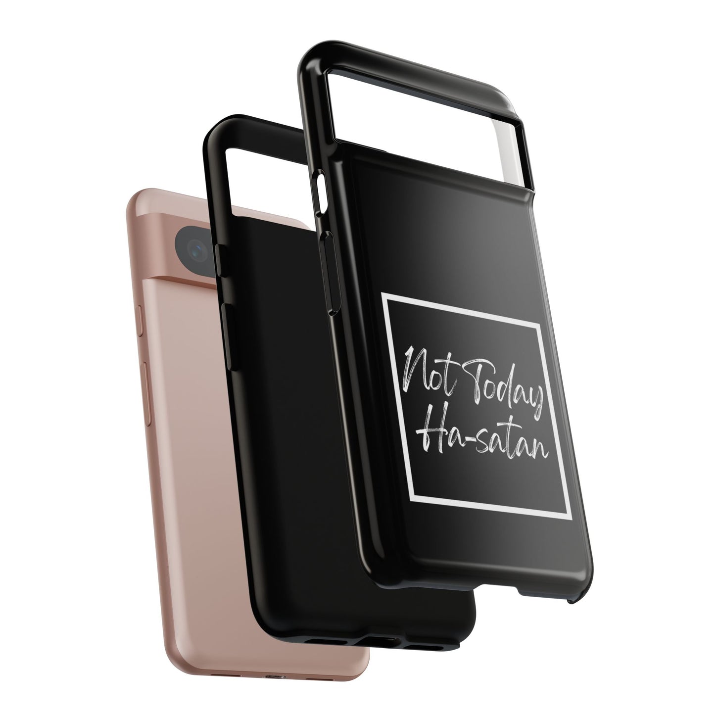 Phone Case- “Not Today Ha-satan” Black Tough Protective Cover Hebrew Humor