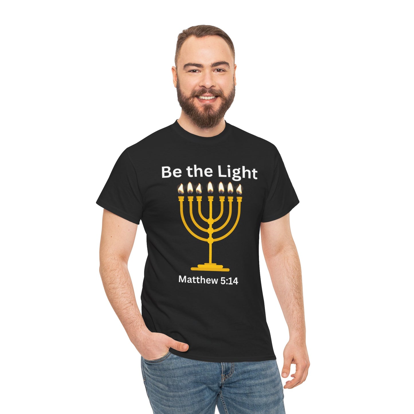 Be the Light Menorah: Unisex Heavy Cotton Tee Matthew 5:14