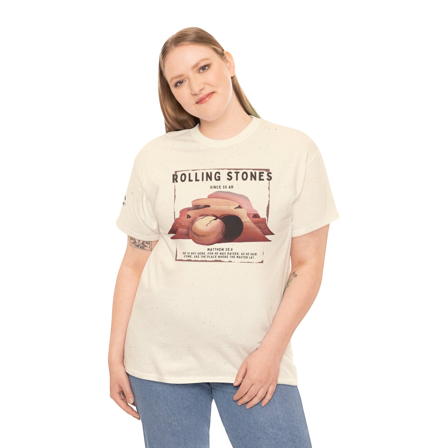 Rolling Stones Since 33 AD Biblical Graphic Tee — "Hebrew Hahas" Vintage Faith Shirt