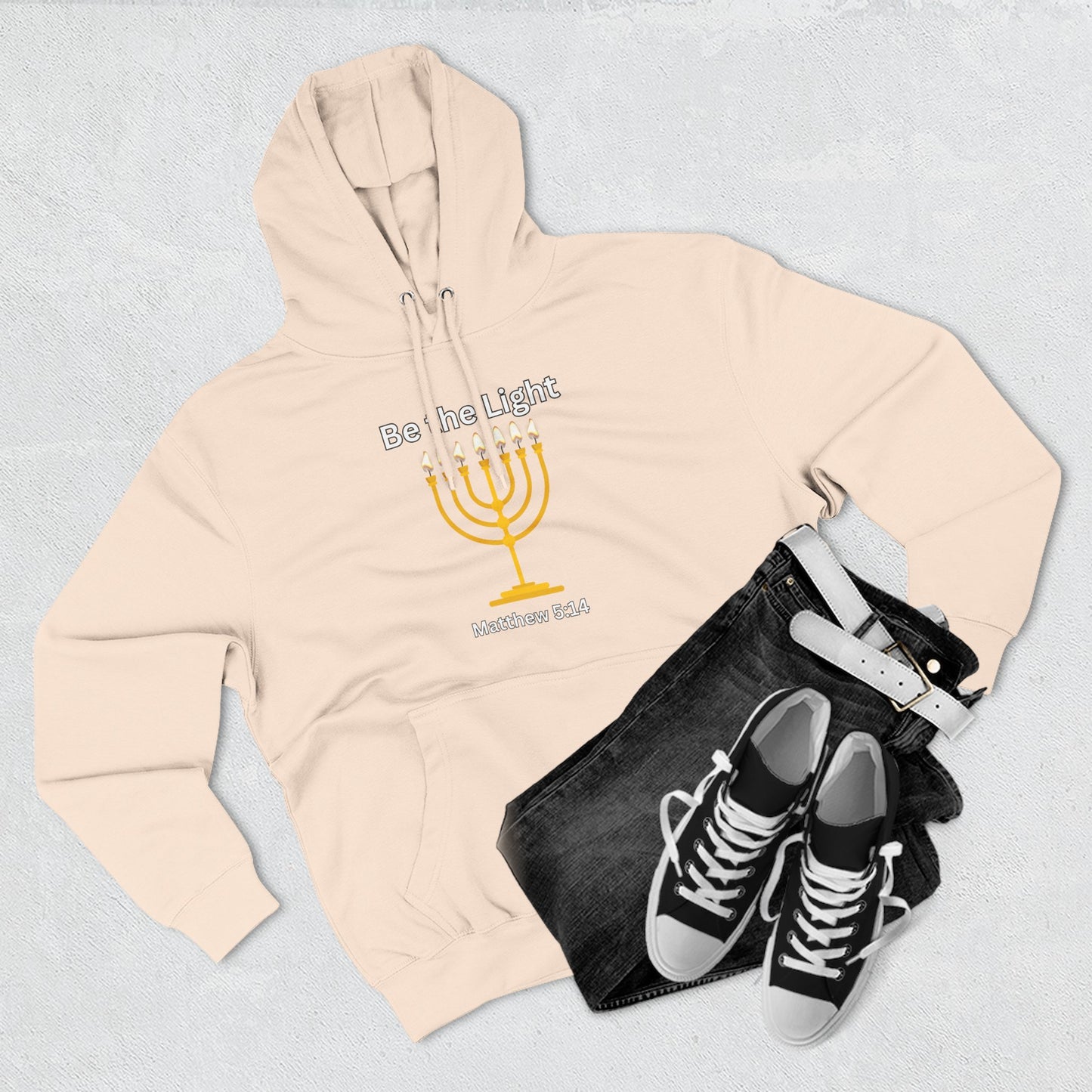 Be The Light Menorah Three-Panel Fleece Hoodie