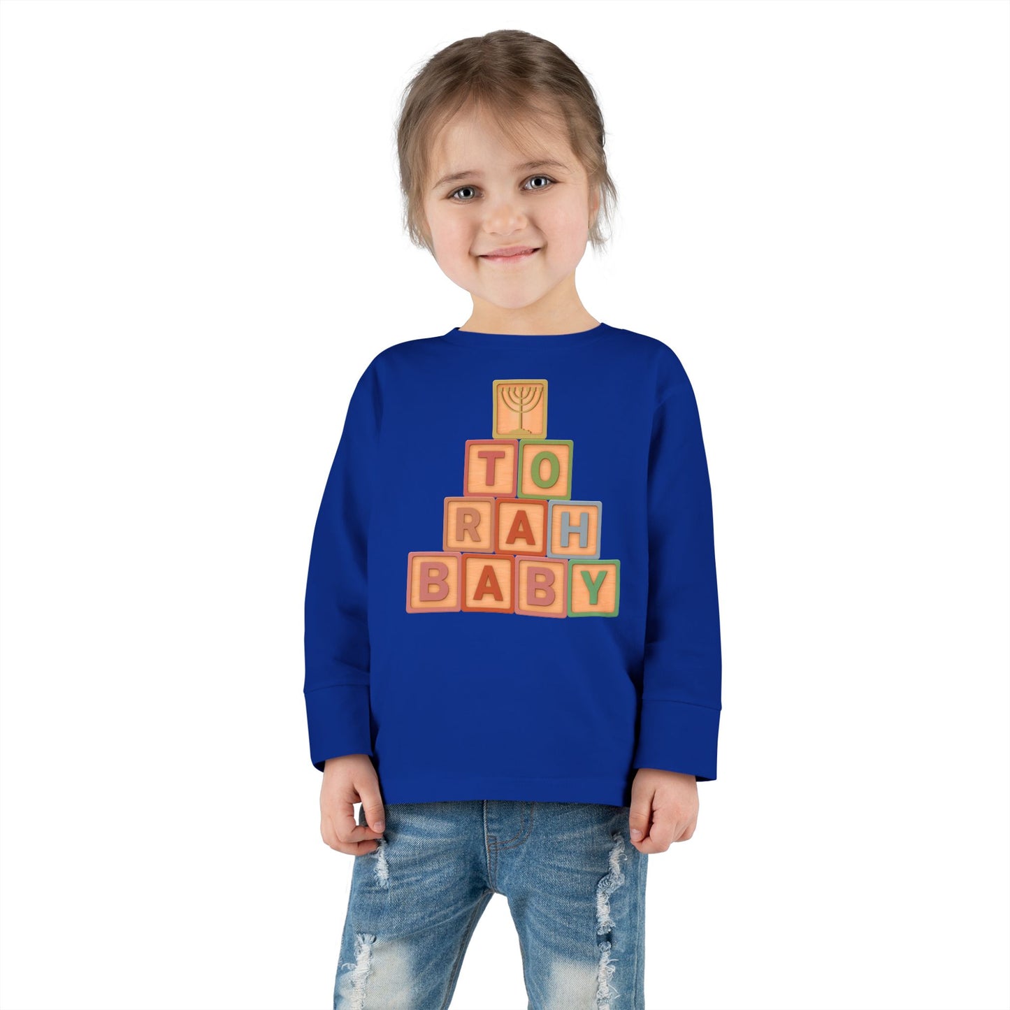 Torah Baby Menorah Blocks- Toddler Long Sleeve Tee
