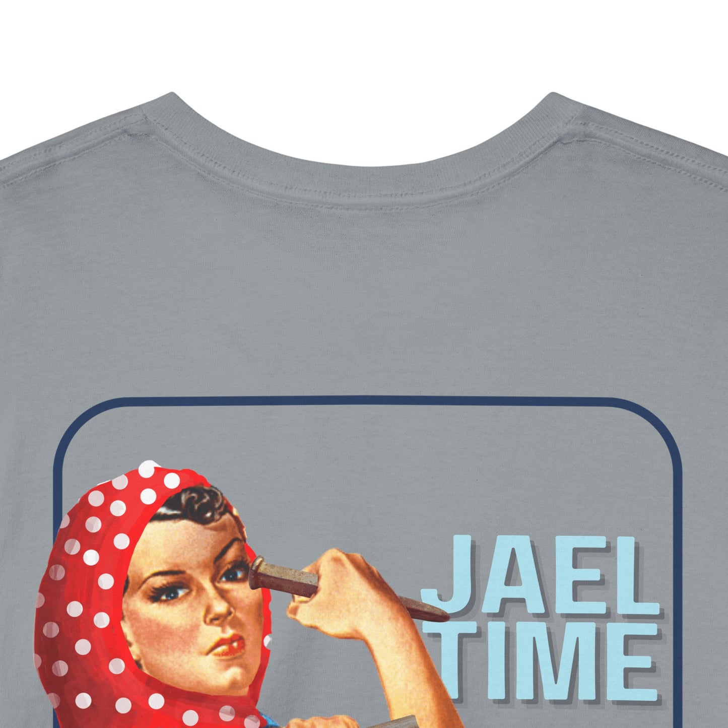 'Jael Time' Humorous Bible Story T-Shirt with Tent Peg and Hammer Design Cotton Tee