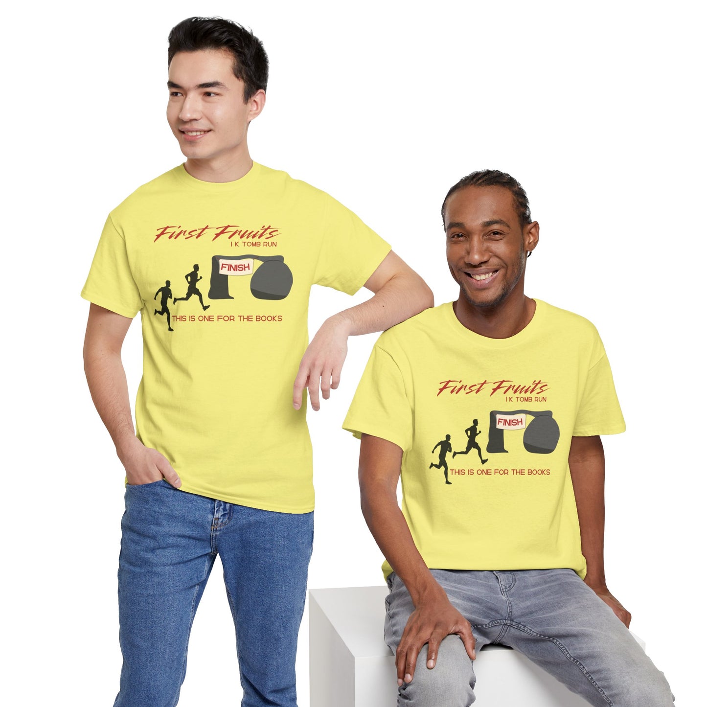 First Fruits 1k Tomb Run Unisex Tee - Funny Biblical Design