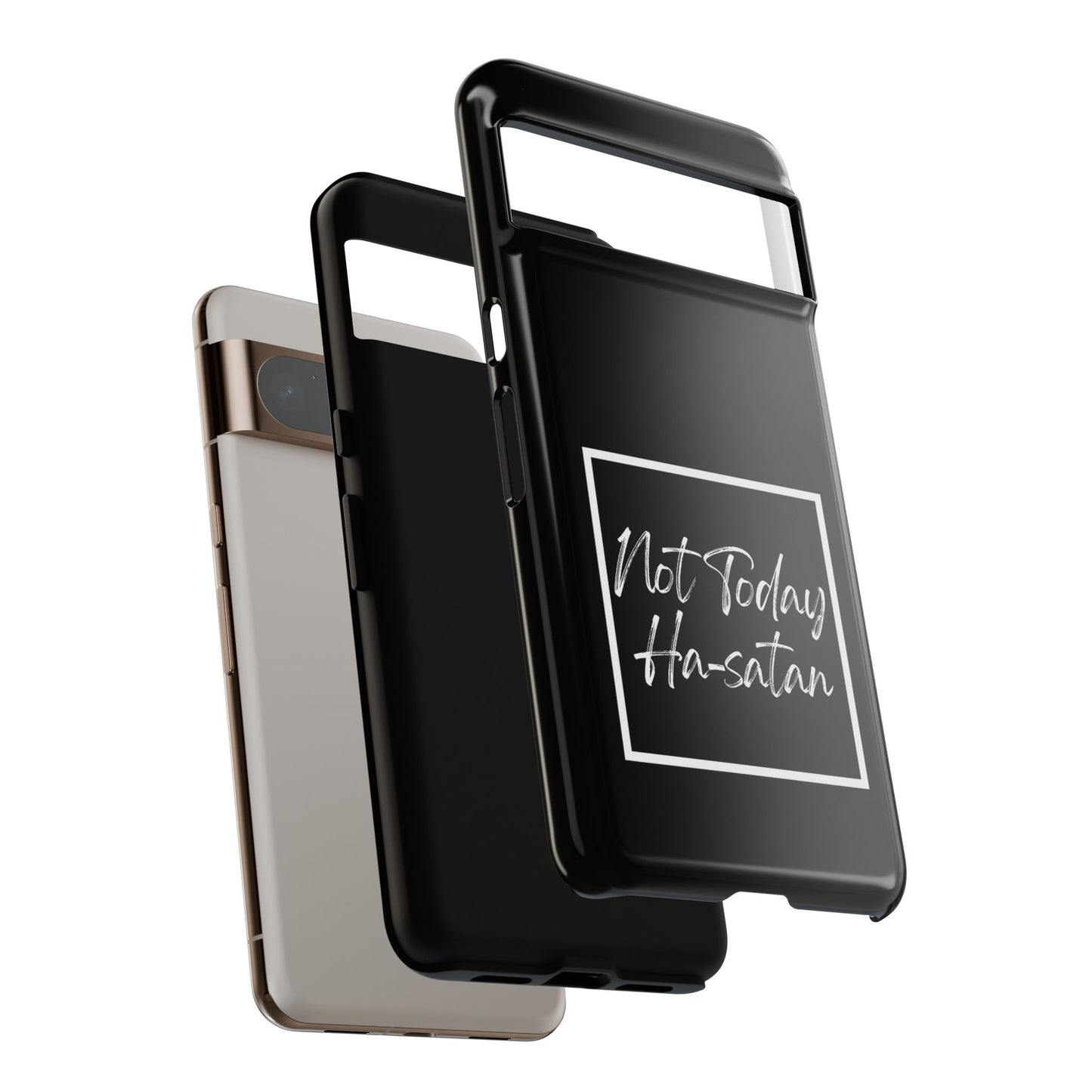 Phone Case- “Not Today Ha-satan” Black Tough Protective Cover Hebrew Humor