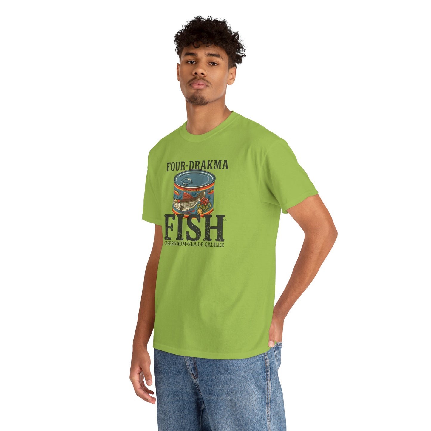 Vintage Four-Drachma Fish Co Matthew 17:24-27 Unisex Tee for Fishermen and Bible Enthusiasts
