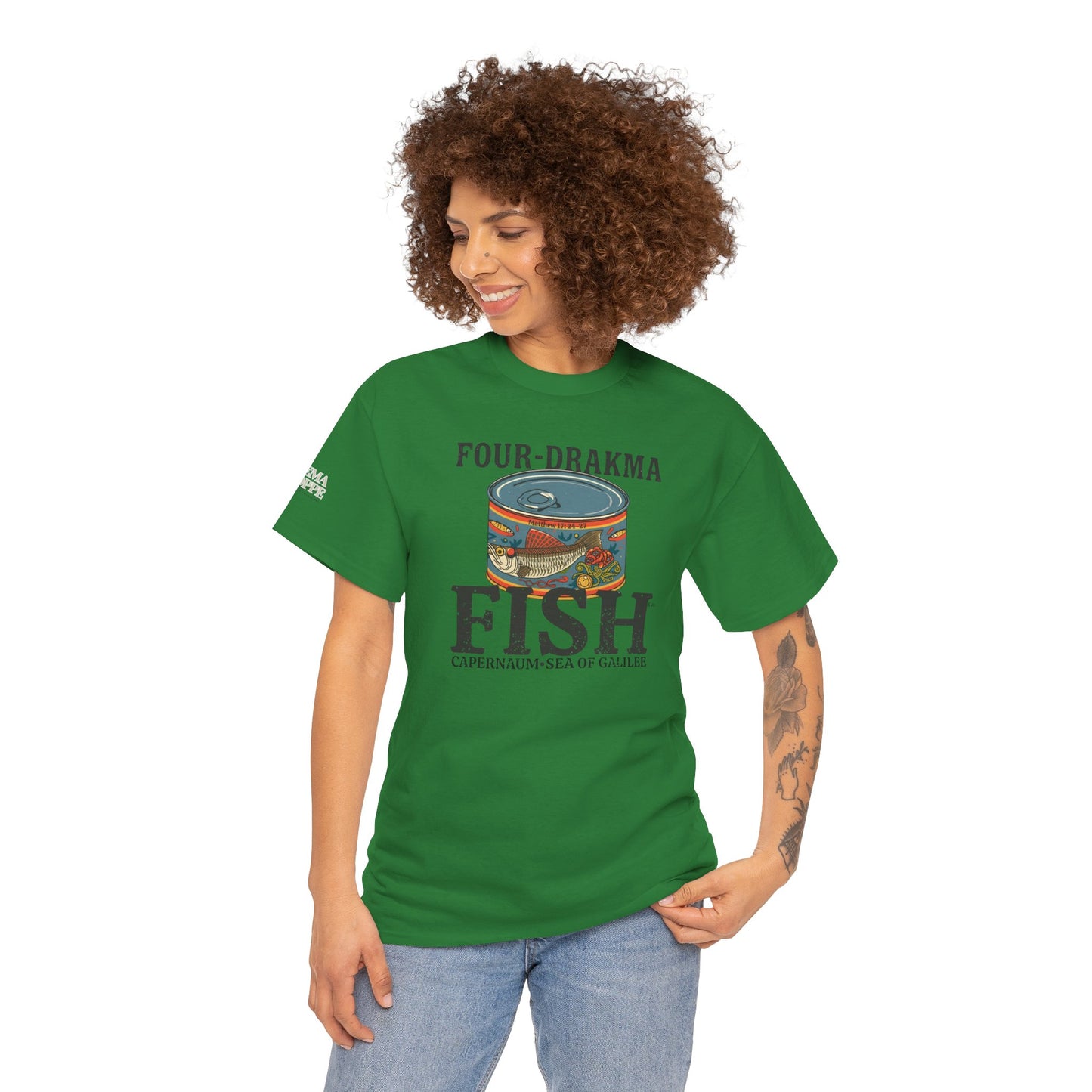Vintage Four-Drachma Fish Co Matthew 17:24-27 Unisex Tee for Fishermen and Bible Enthusiasts