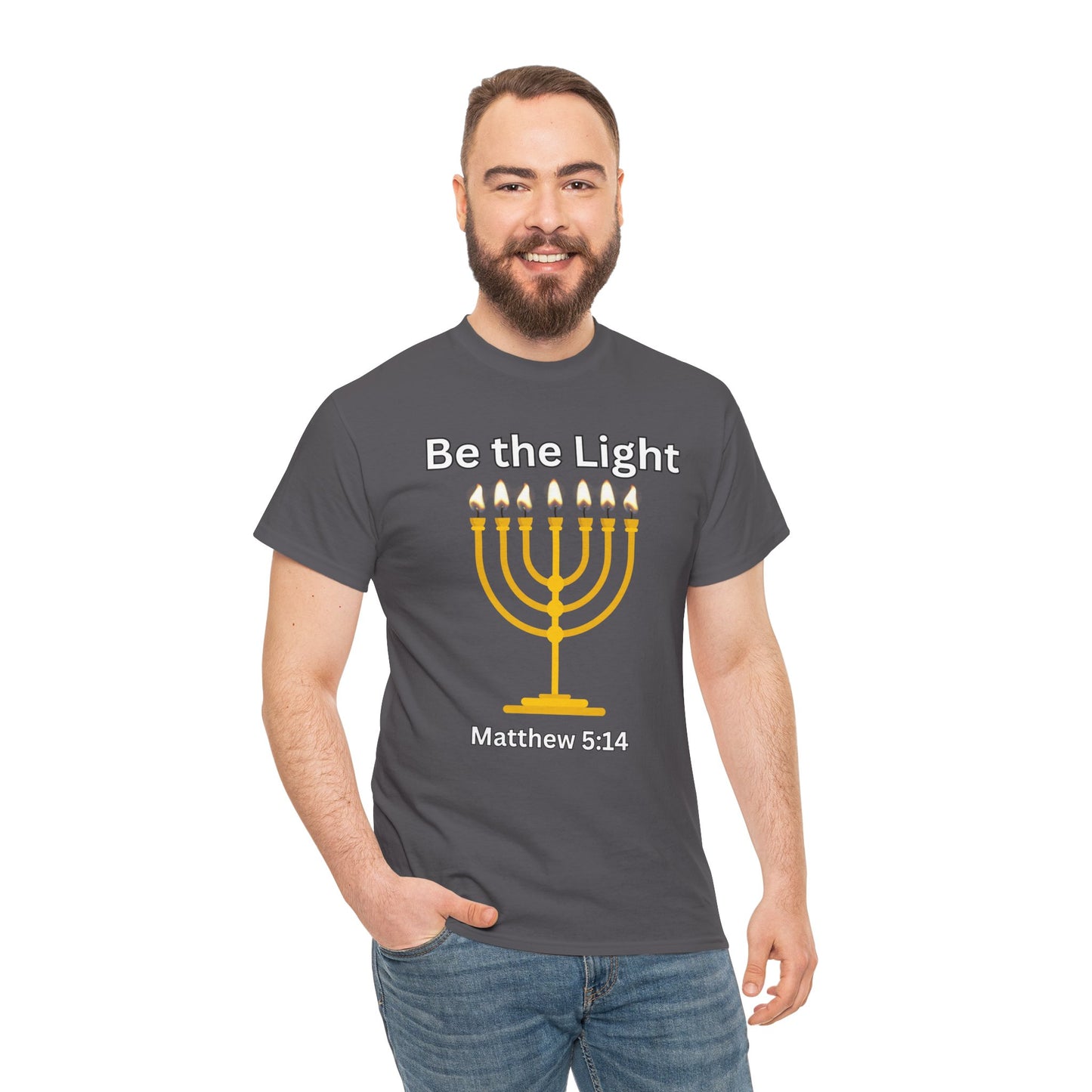 Be the Light Menorah: Unisex Heavy Cotton Tee Matthew 5:14