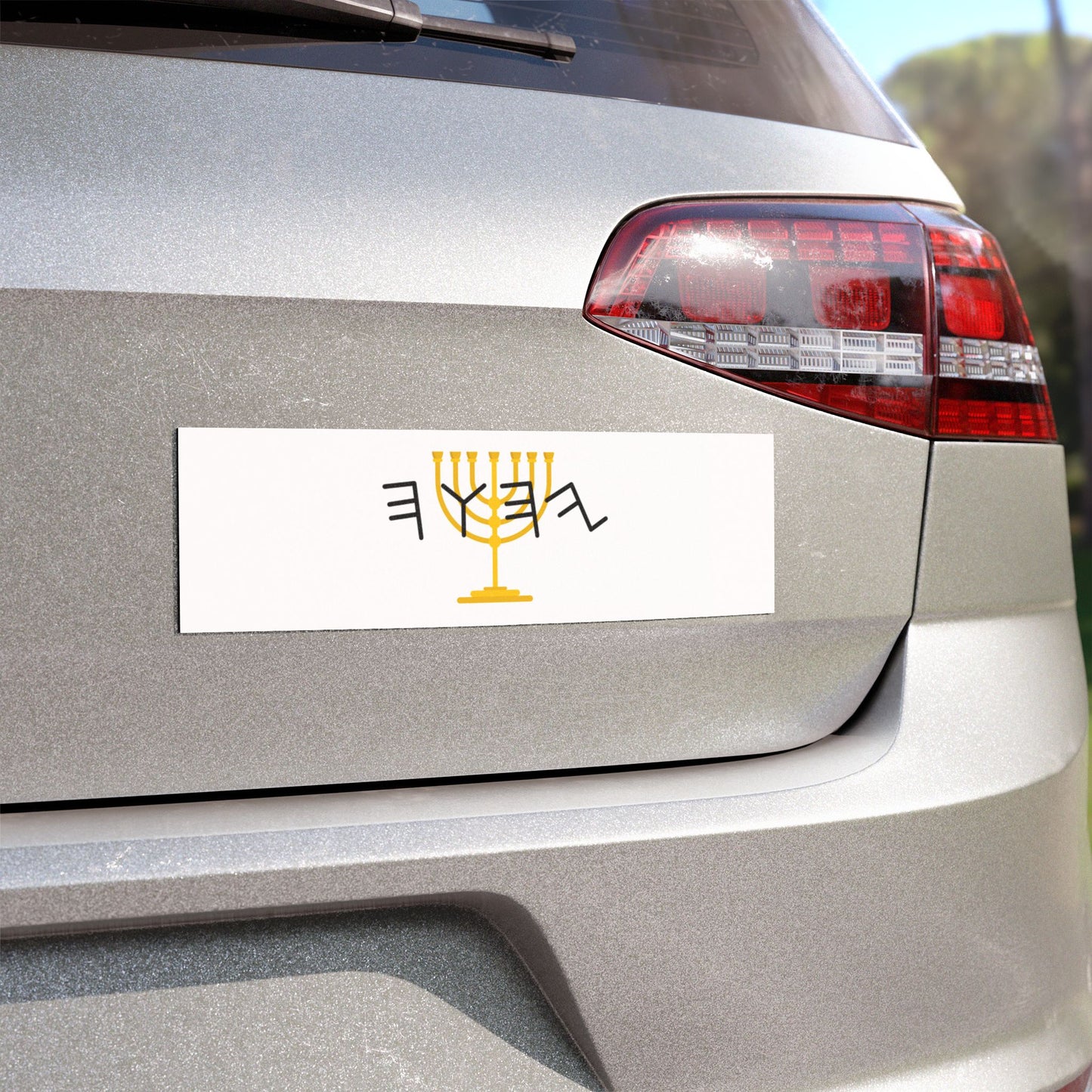 Paleo Hebrew with Menorah Car Magnet