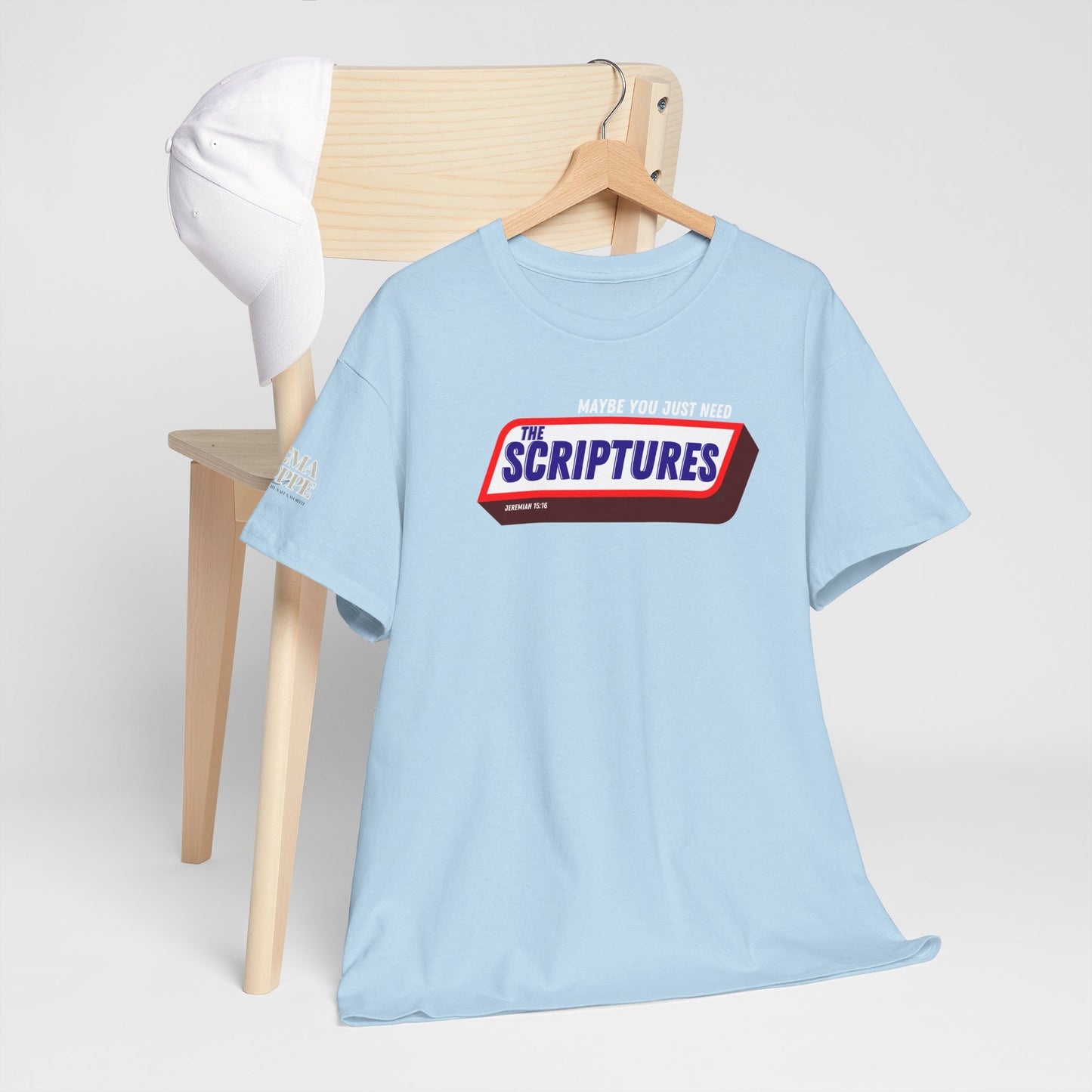 Scriptures Satisfy Heavy Cotton Tee Bible Humor