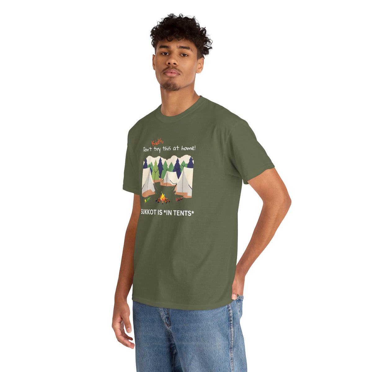 Kids, Don't Try This At Home Sukkot Shirt (dark colors)
