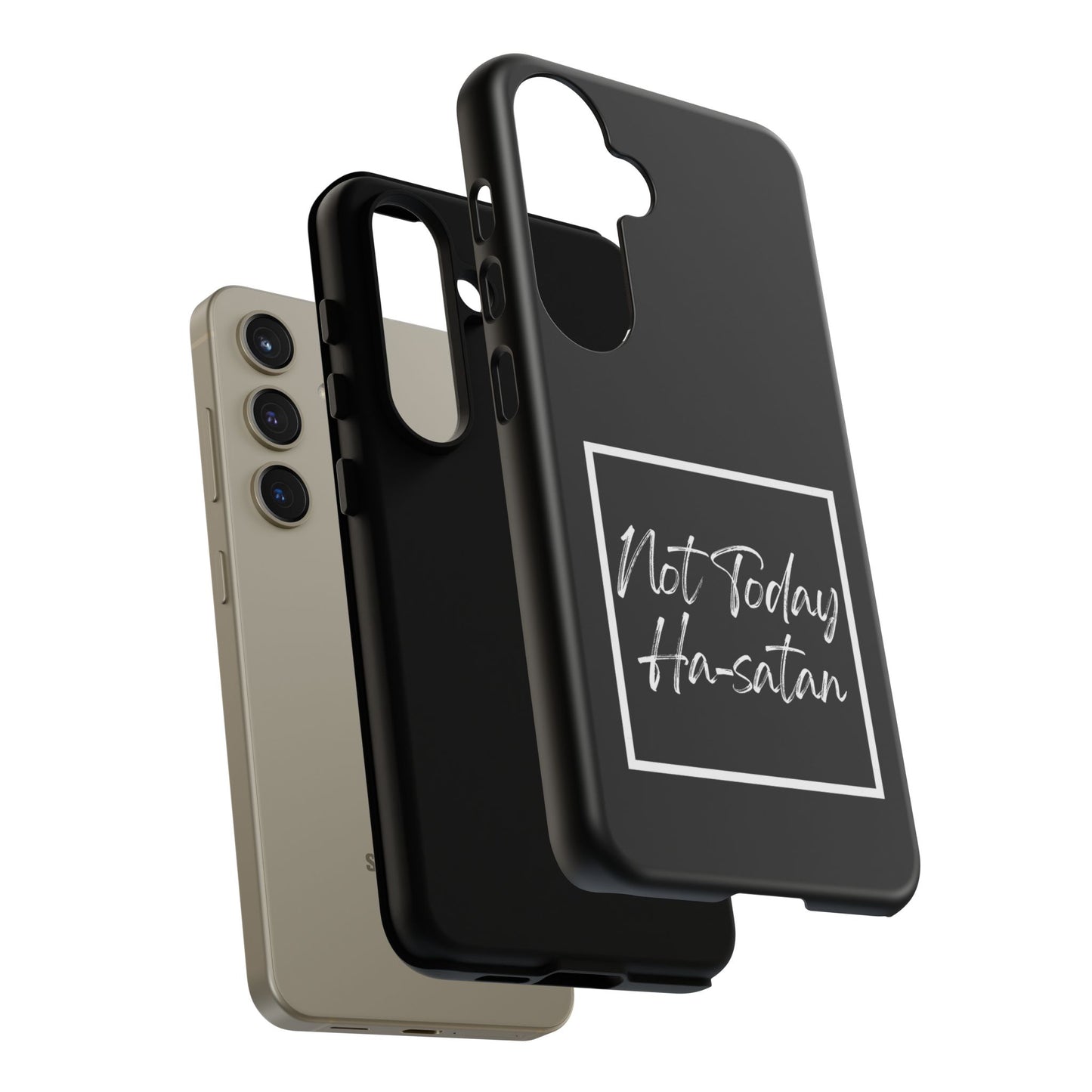 Phone Case- “Not Today Ha-satan” Black Tough Protective Cover Hebrew Humor