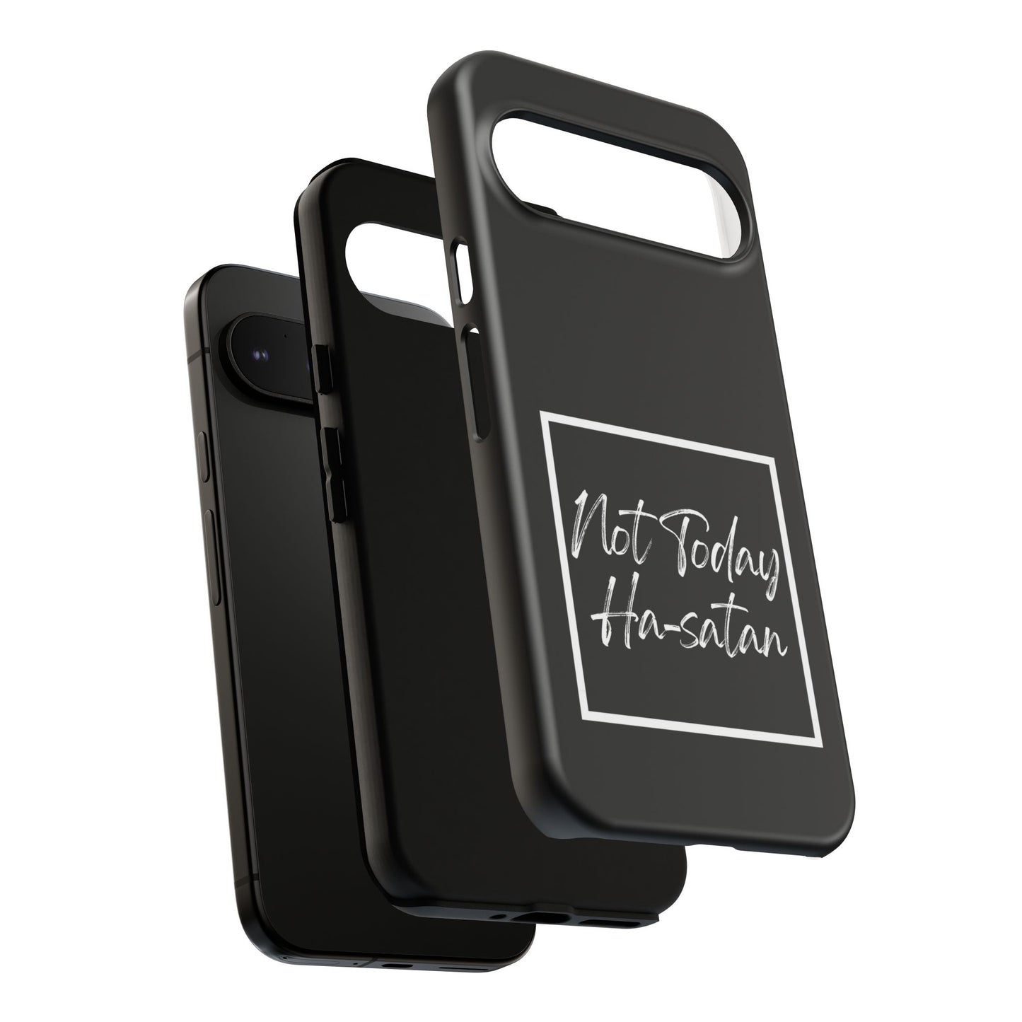 Phone Case- “Not Today Ha-satan” Black Tough Protective Cover Hebrew Humor
