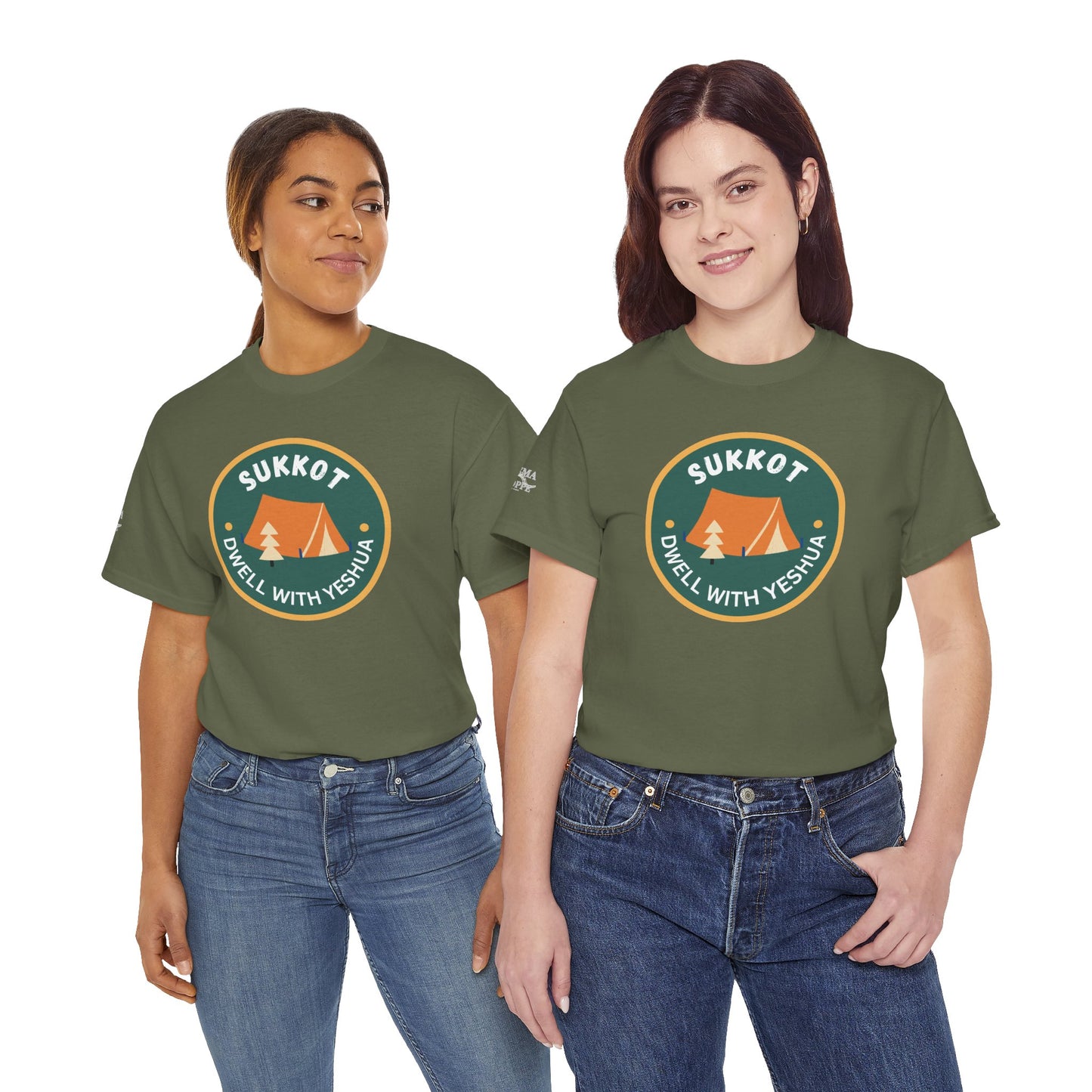 Sukkot Camping Tee — “Dwell With Yeshua” Biblical Feast T‑Shirt