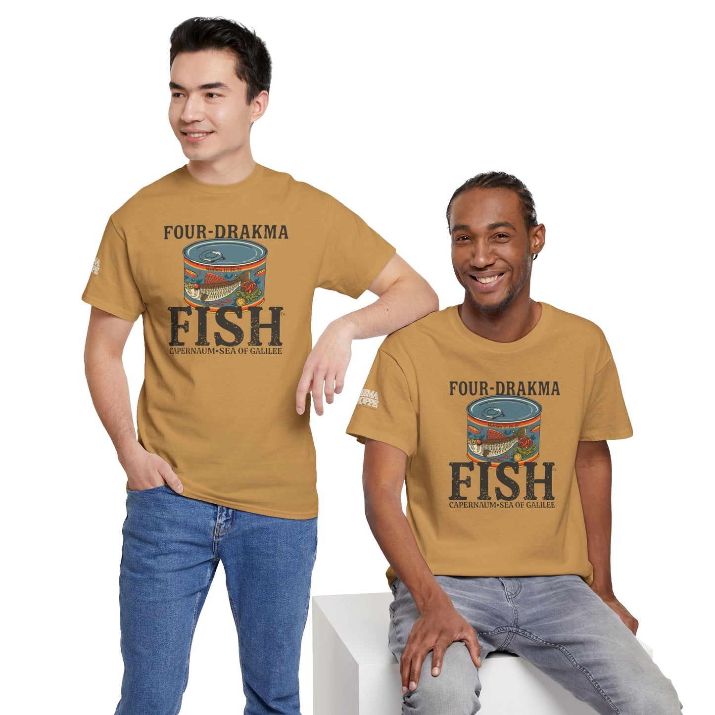 Vintage Four-Drachma Fish Co Matthew 17:24-27 Unisex Tee for Fishermen and Bible Enthusiasts
