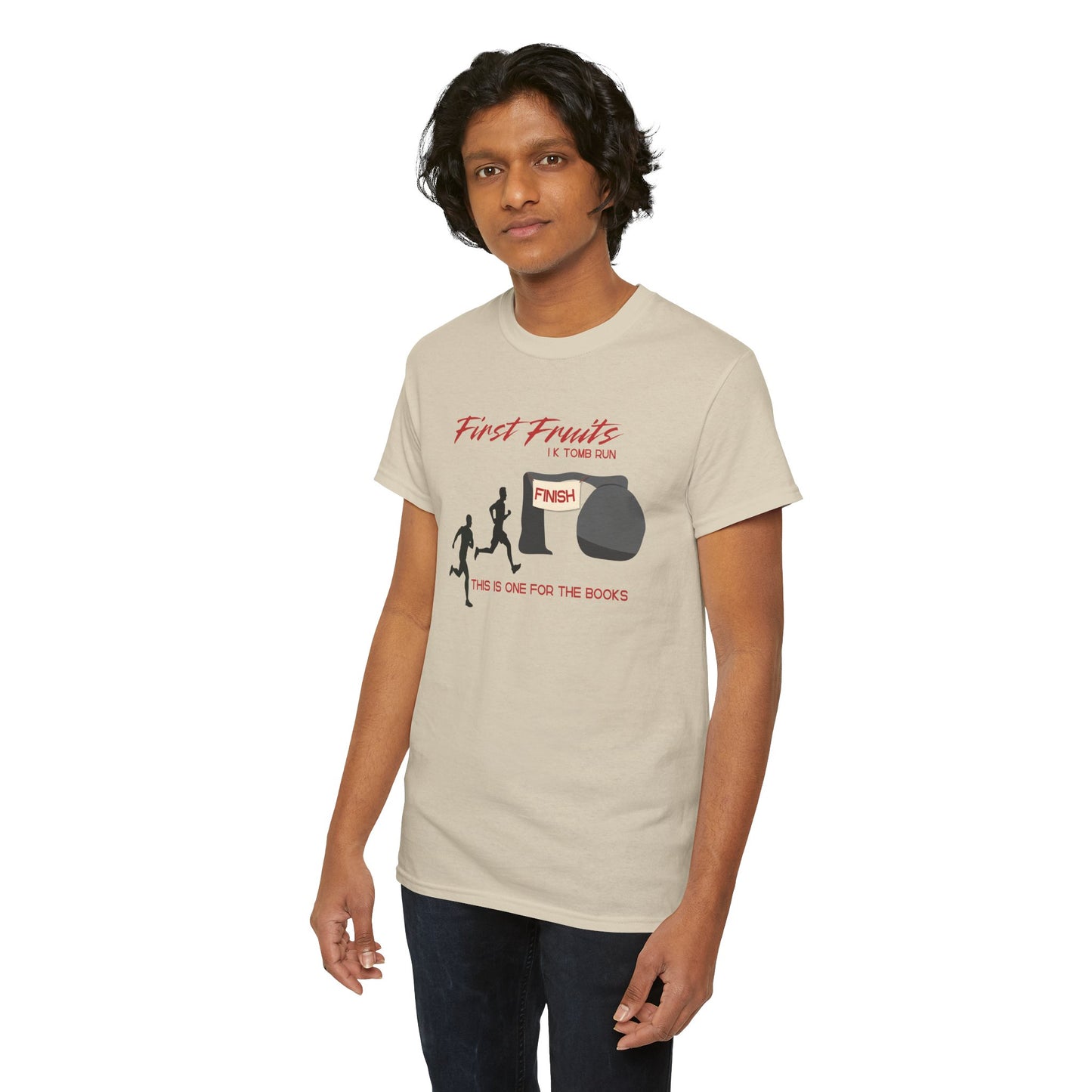 First Fruits 1k Tomb Run Unisex Tee - Funny Biblical Design