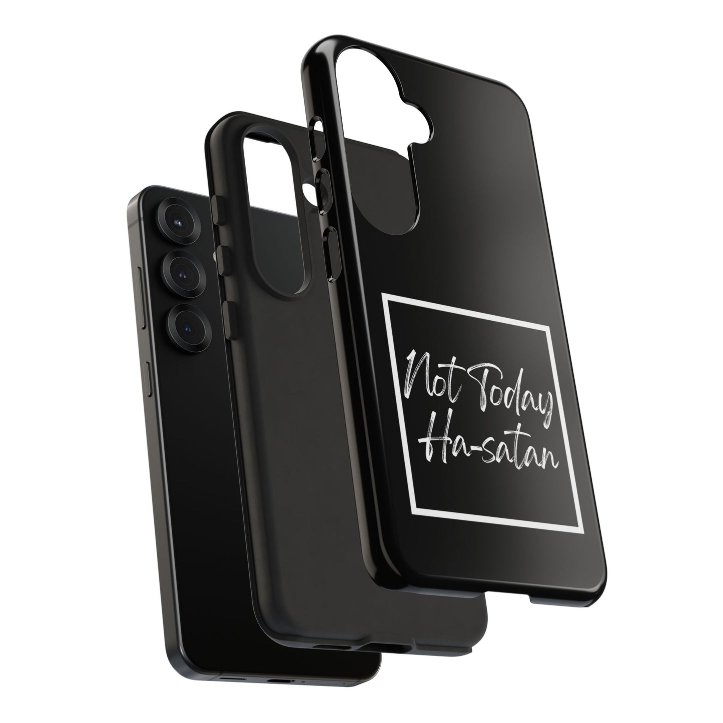 Phone Case- “Not Today Ha-satan” Black Tough Protective Cover Hebrew Humor