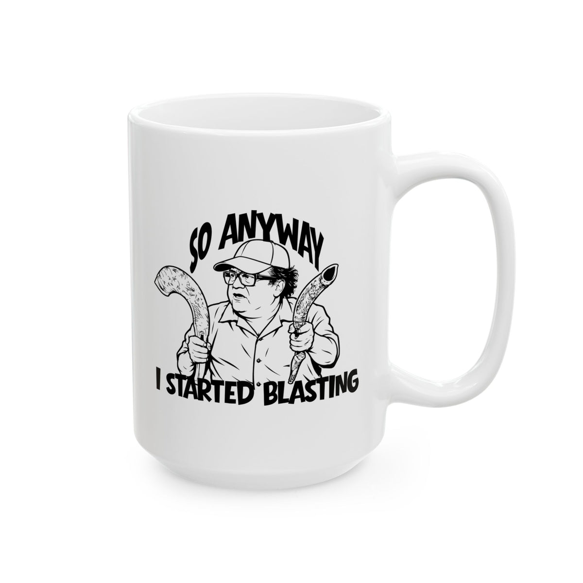 Funny Shofar Meme Mug — "I Started Blasting" Ceramic Mug (11oz & 15oz)