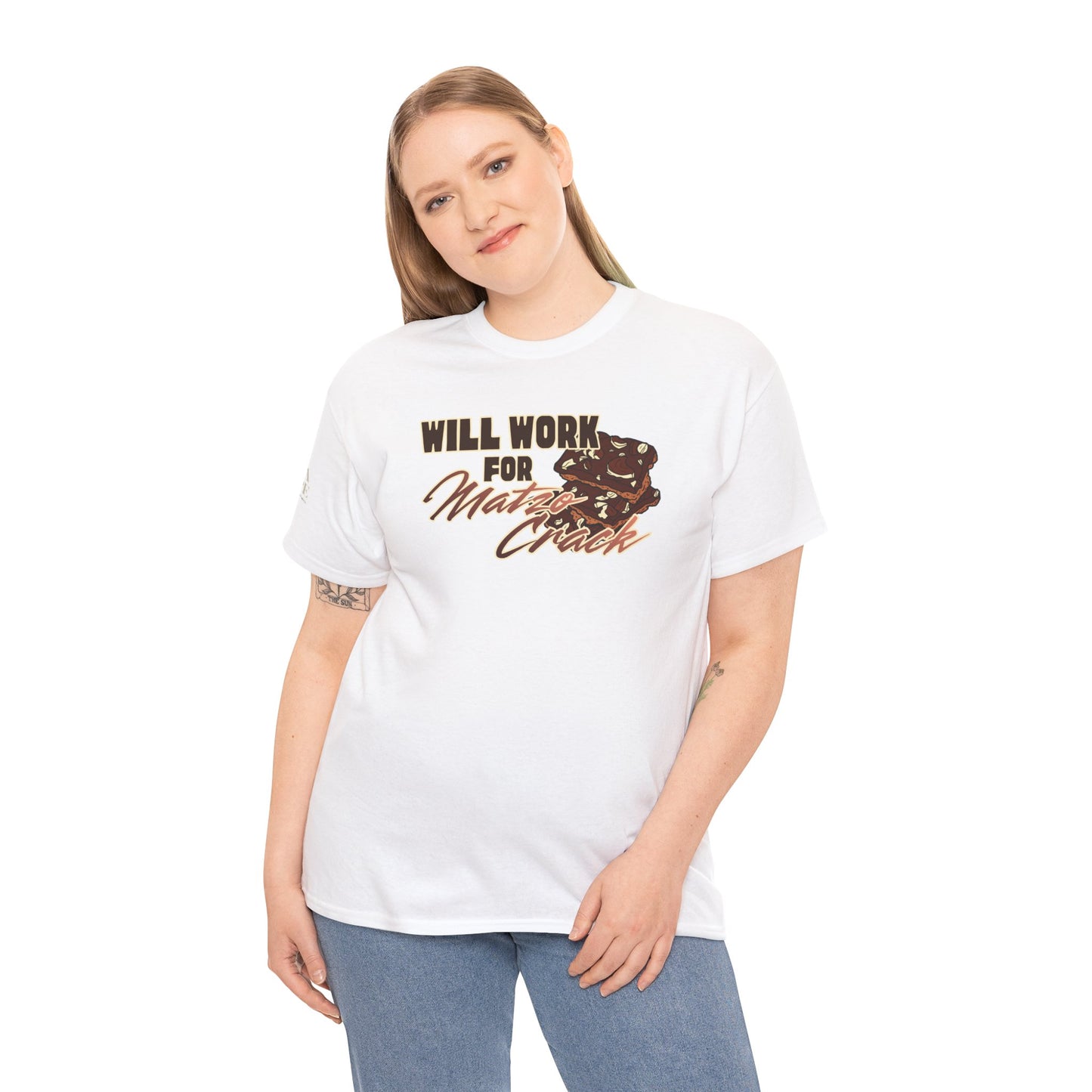 Will Work for Matzo Crack Funny Passover Unleavened Bread T‑Shirt