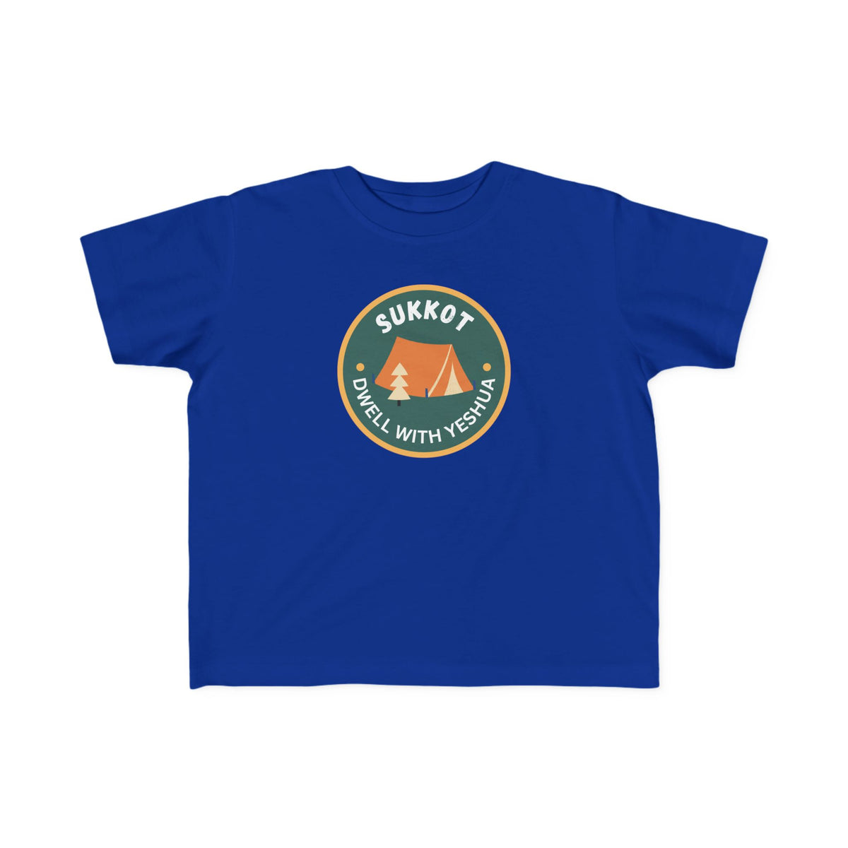 Sukkot Toddler Tee — “Dwell with Yeshua” Camping Badge (Canada)