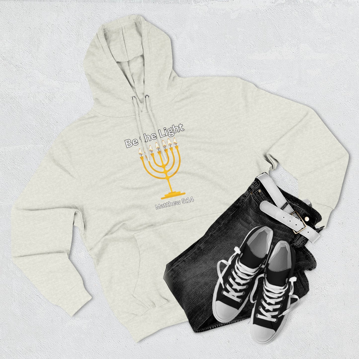 Be The Light Menorah Three-Panel Fleece Hoodie