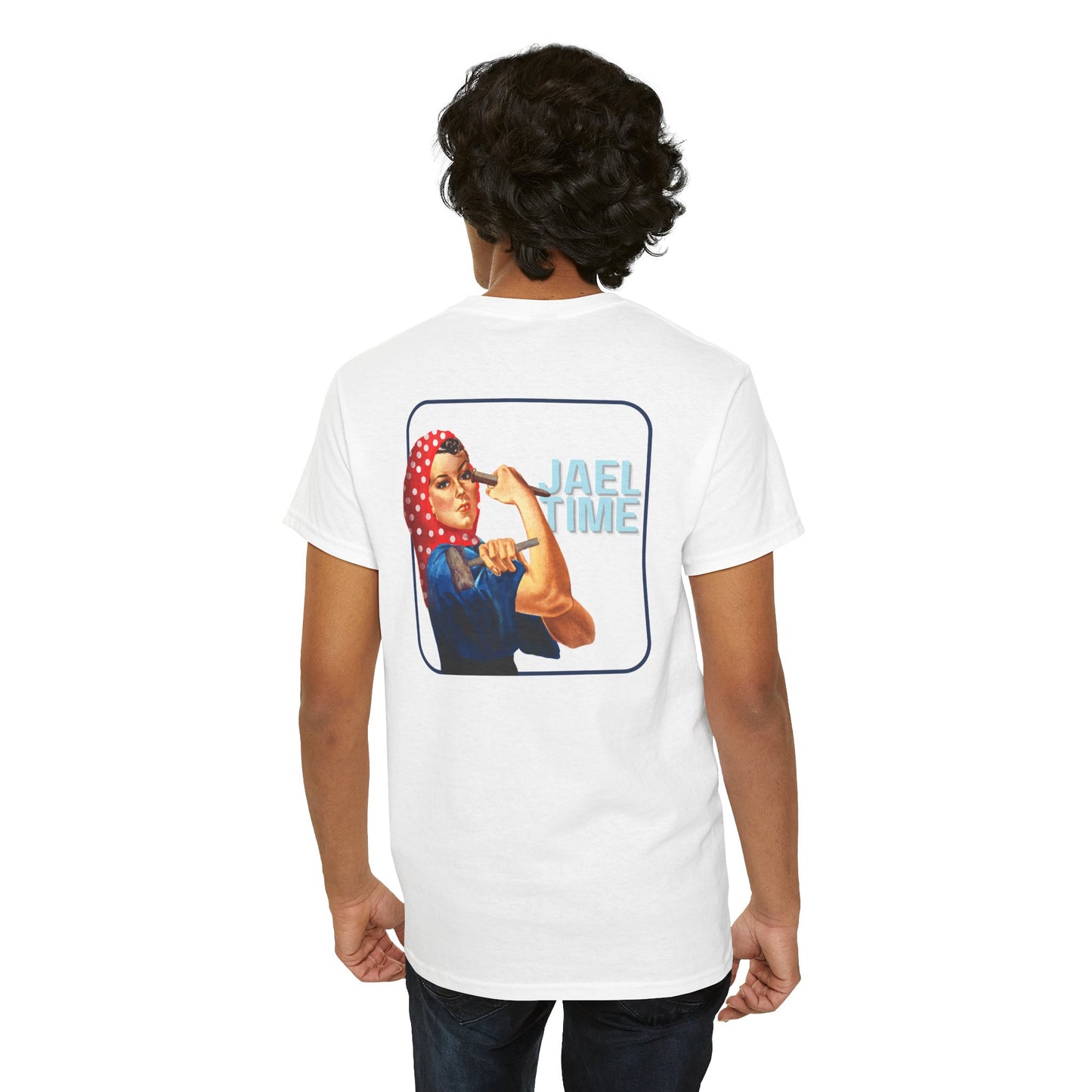 'Jael Time' Humorous Bible Story T-Shirt with Tent Peg and Hammer Design Cotton Tee