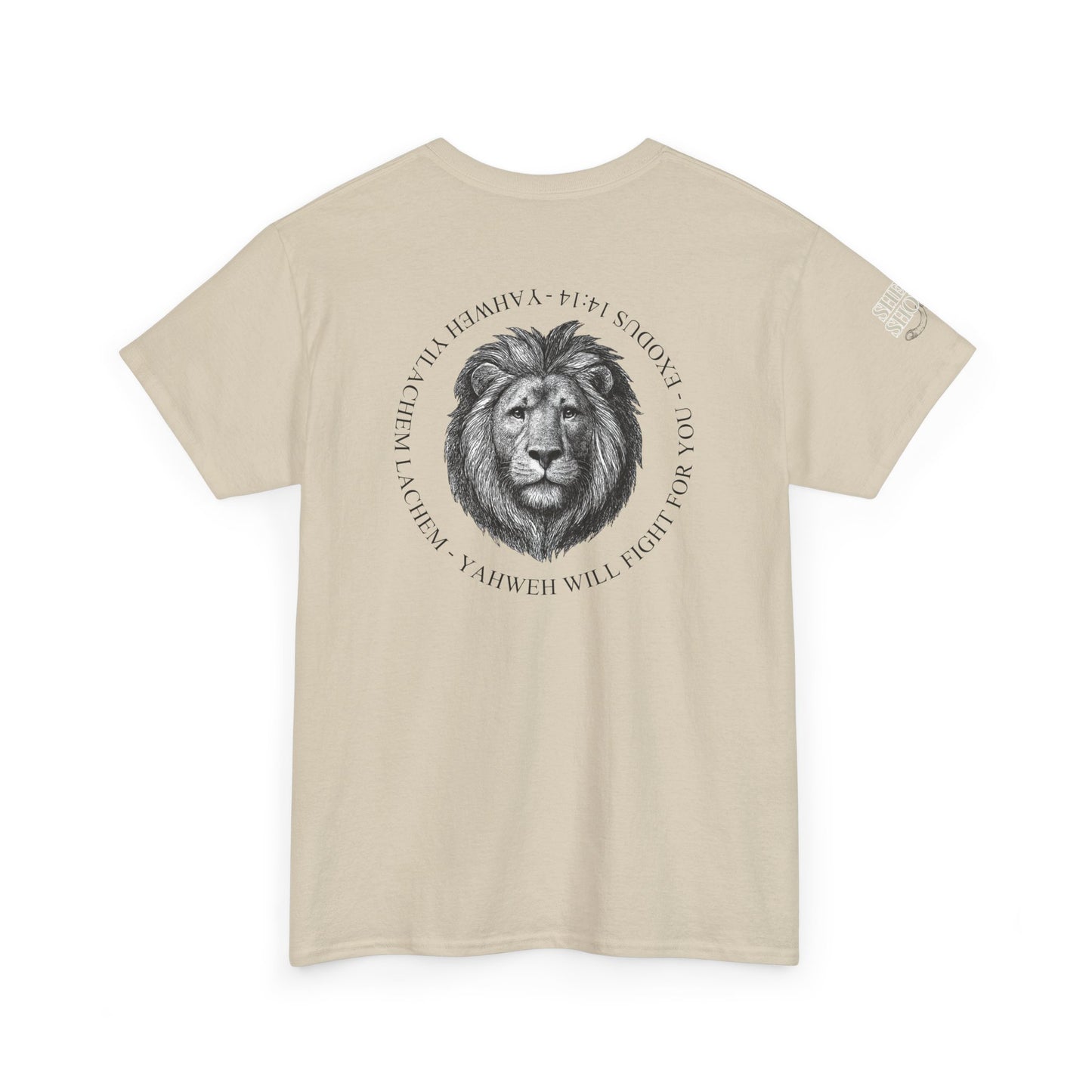 Hebrew Lion Tee — "Yahweh Yilachem Lachem" Inspirational Scripture Shirt Exodus 14:14