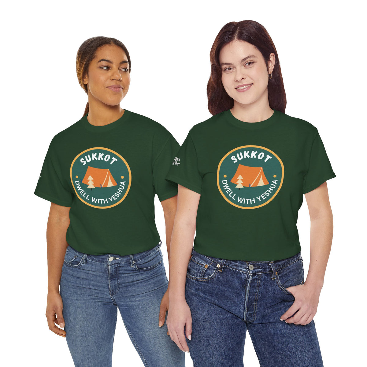 Sukkot Camping Tee — “Dwell With Yeshua” Biblical Feast T‑Shirt