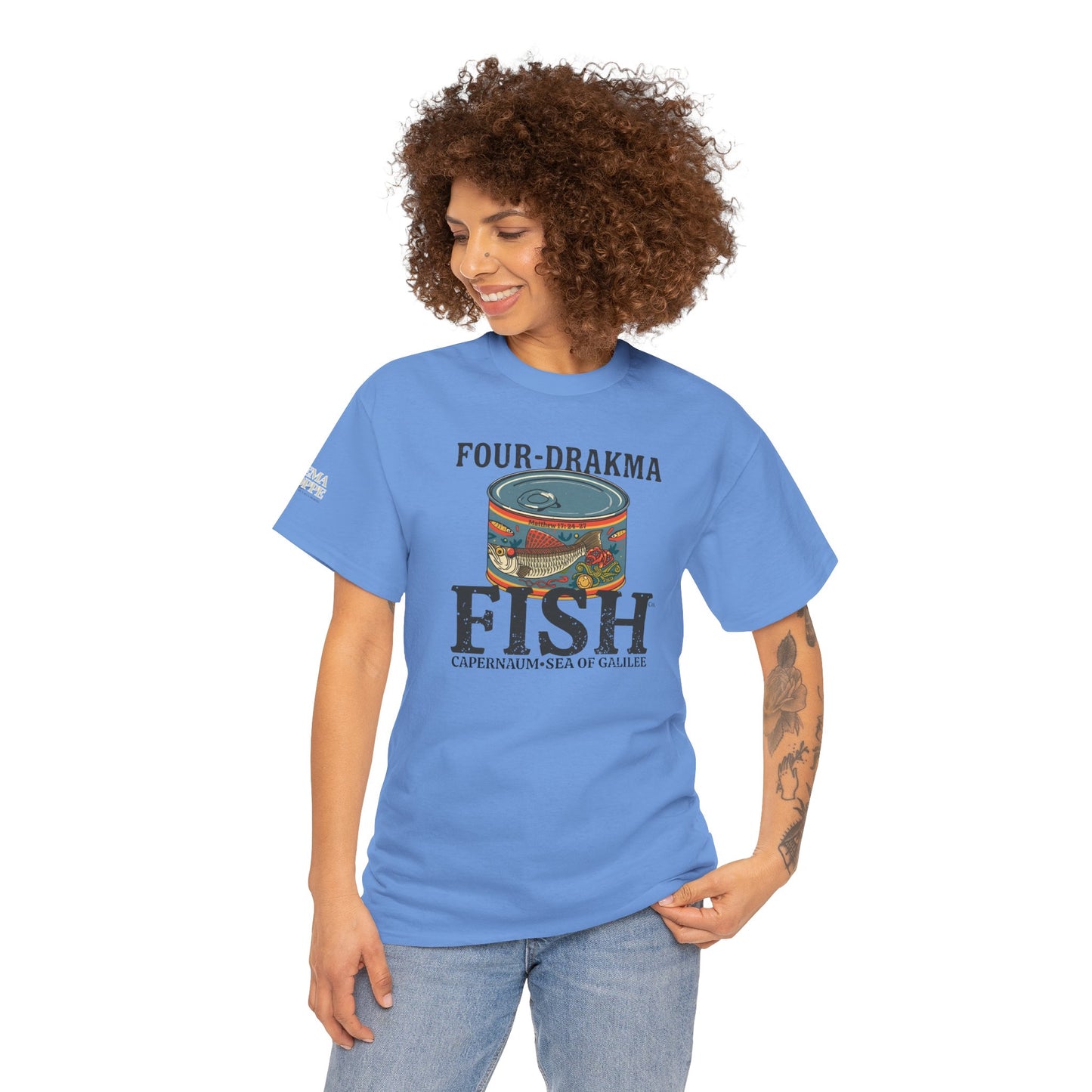 Vintage Four-Drachma Fish Co Matthew 17:24-27 Unisex Tee for Fishermen and Bible Enthusiasts