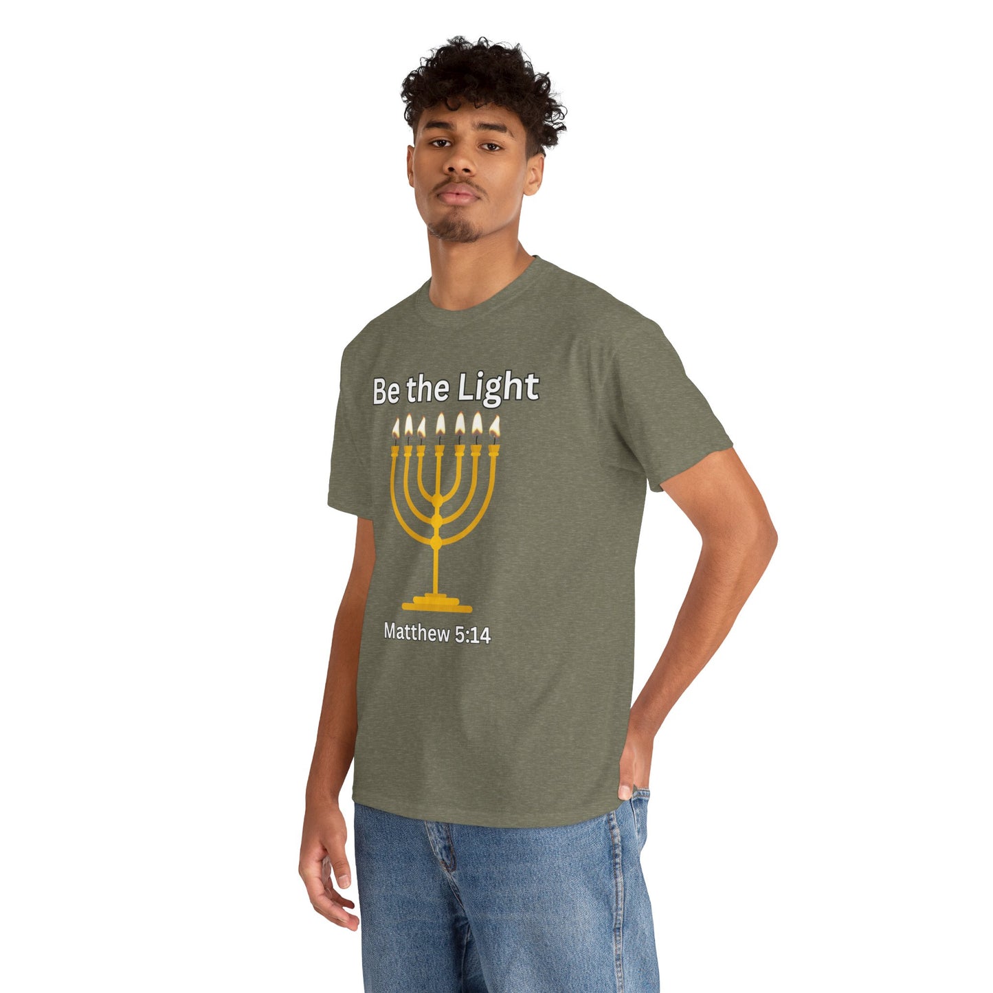 Be the Light Menorah: Unisex Heavy Cotton Tee Matthew 5:14