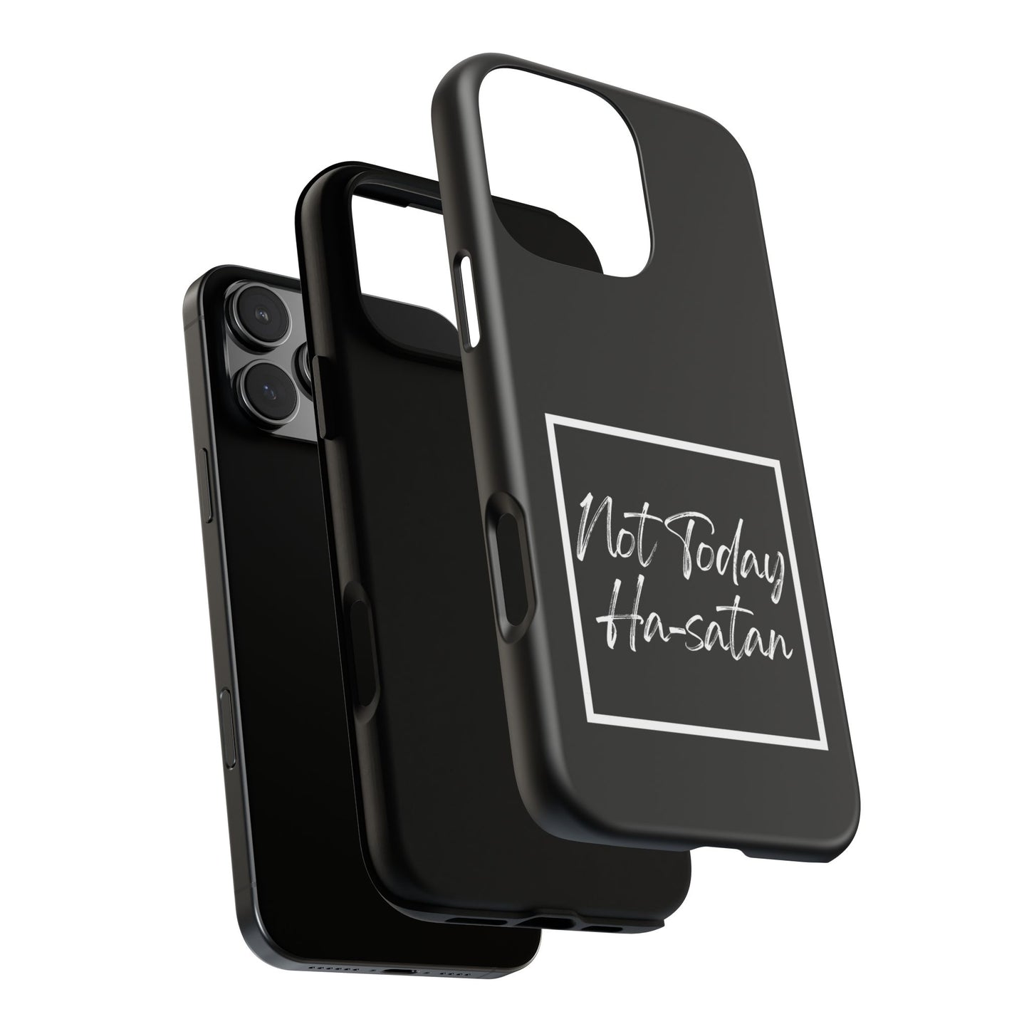 Phone Case- “Not Today Ha-satan” Black Tough Protective Cover Hebrew Humor