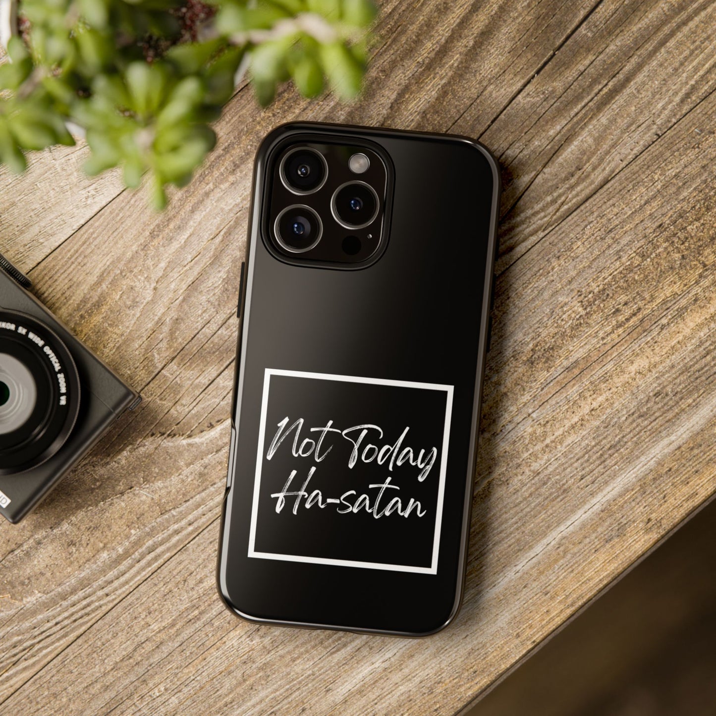 Phone Case- “Not Today Ha-satan” Black Tough Protective Cover Hebrew Humor