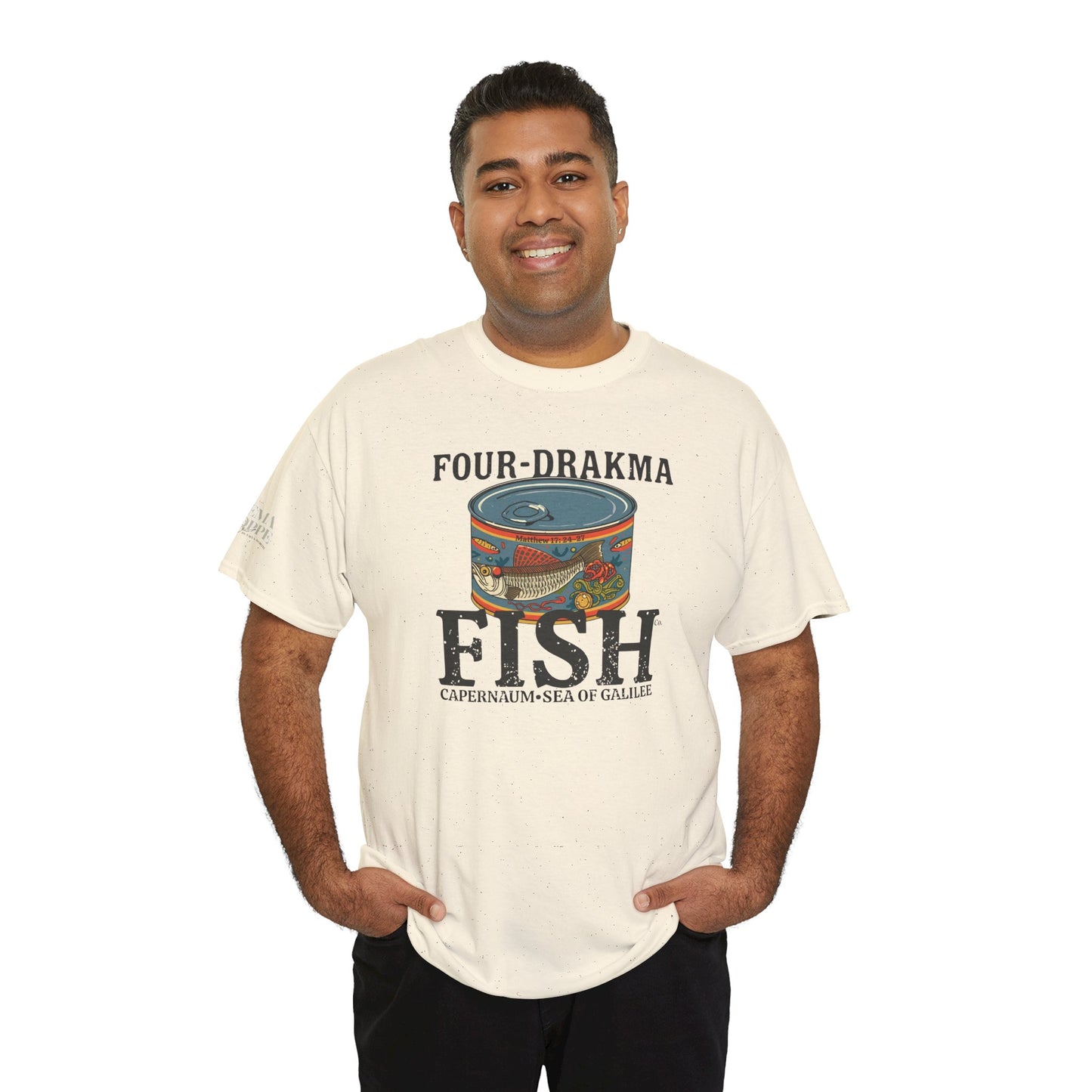 Vintage Four-Drachma Fish Co Matthew 17:24-27 Unisex Tee for Fishermen and Bible Enthusiasts