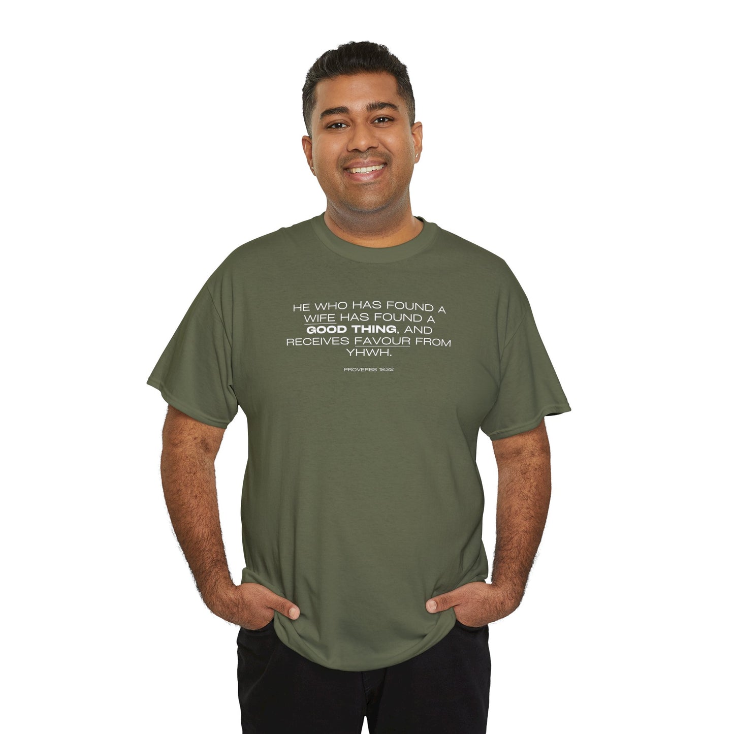 Proverbs 18:22 Men's Tee - Engagements, Weddings, Anniversaries- For The Coordinated Couple 100% Cotton