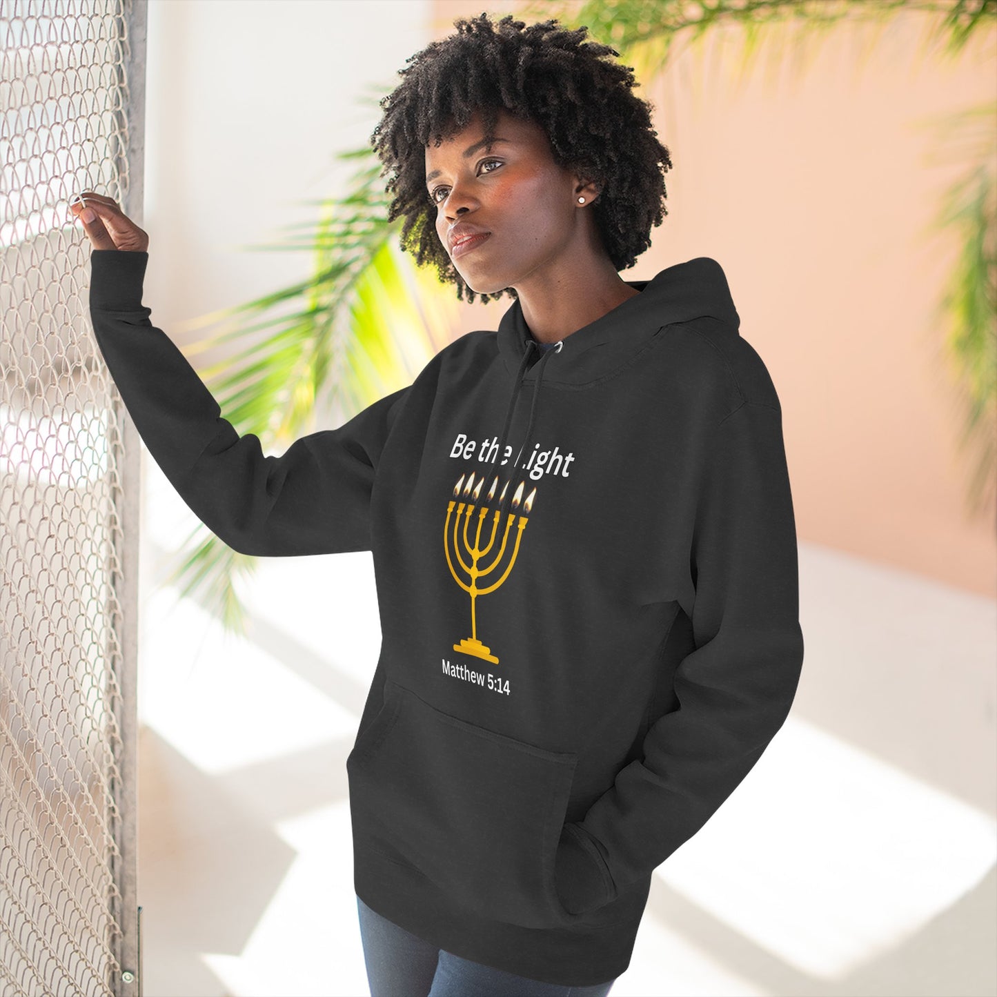Be The Light Menorah Three-Panel Fleece Hoodie