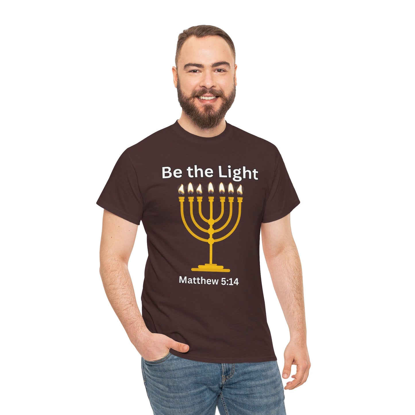 Be the Light Menorah: Unisex Heavy Cotton Tee Matthew 5:14