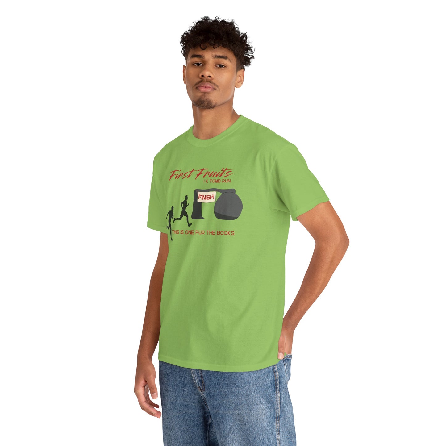 First Fruits 1k Tomb Run Unisex Tee - Funny Biblical Design