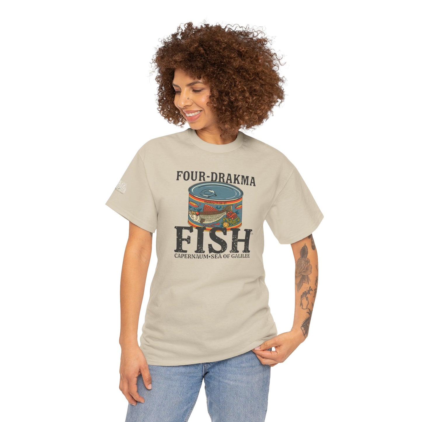 Vintage Four-Drachma Fish Co Matthew 17:24-27 Unisex Tee for Fishermen and Bible Enthusiasts