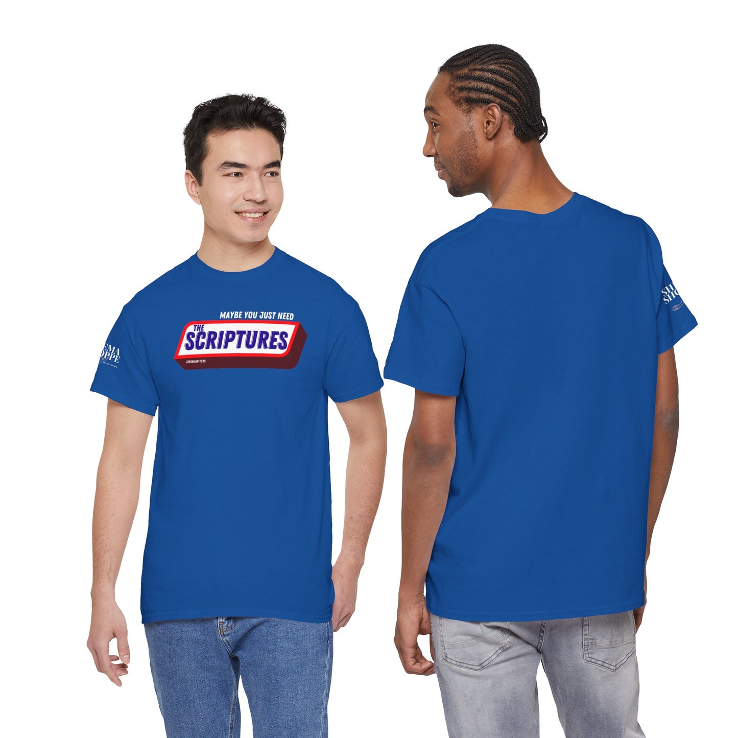 Scriptures Satisfy Heavy Cotton Tee Bible Humor