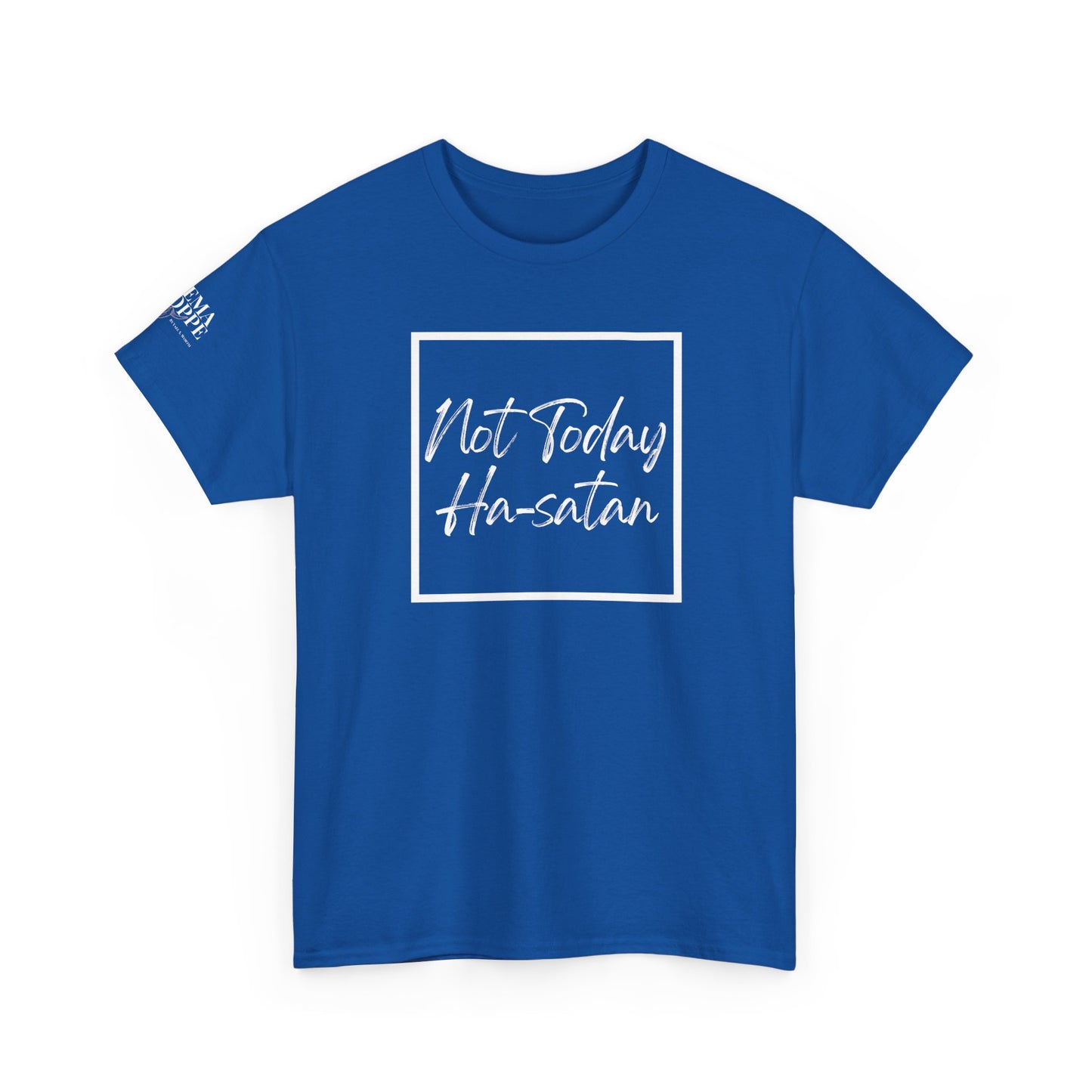 "Not Today Ha-satan" Cotton Tee Minimal Script Graphic Tee