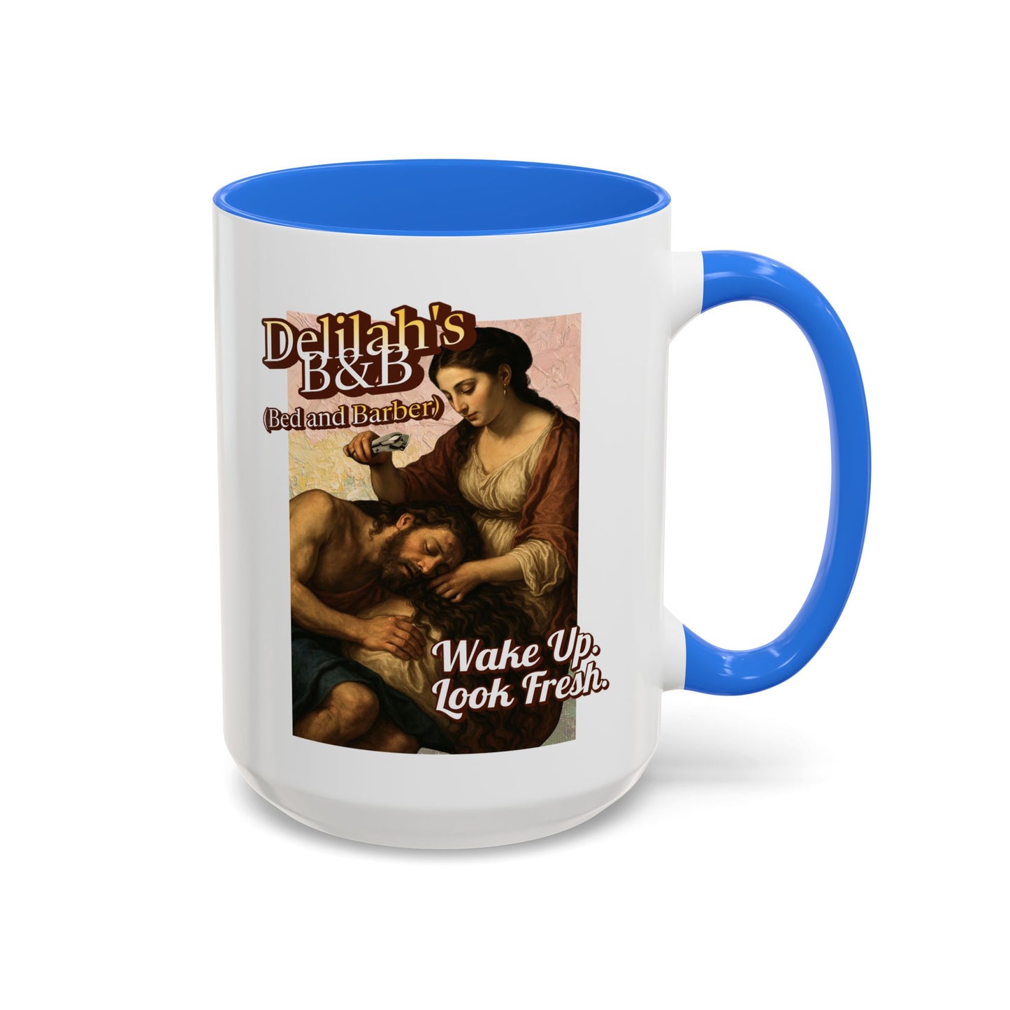 Funny Vintage Sampson Delilah's B&B Coffee Mug Bible Humor