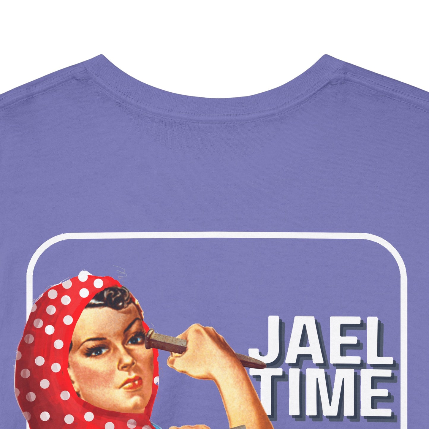 'Jael Time' Humorous Bible Story T-Shirt with Tent Peg and Hammer Design Cotton Tee