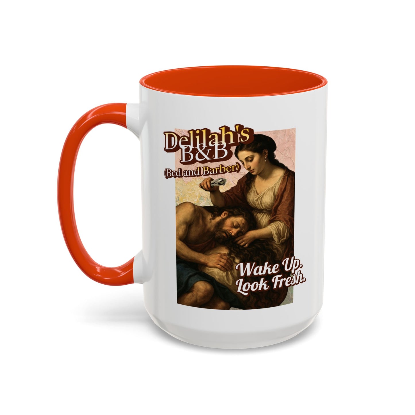 Funny Vintage Sampson Delilah's B&B Coffee Mug Bible Humor