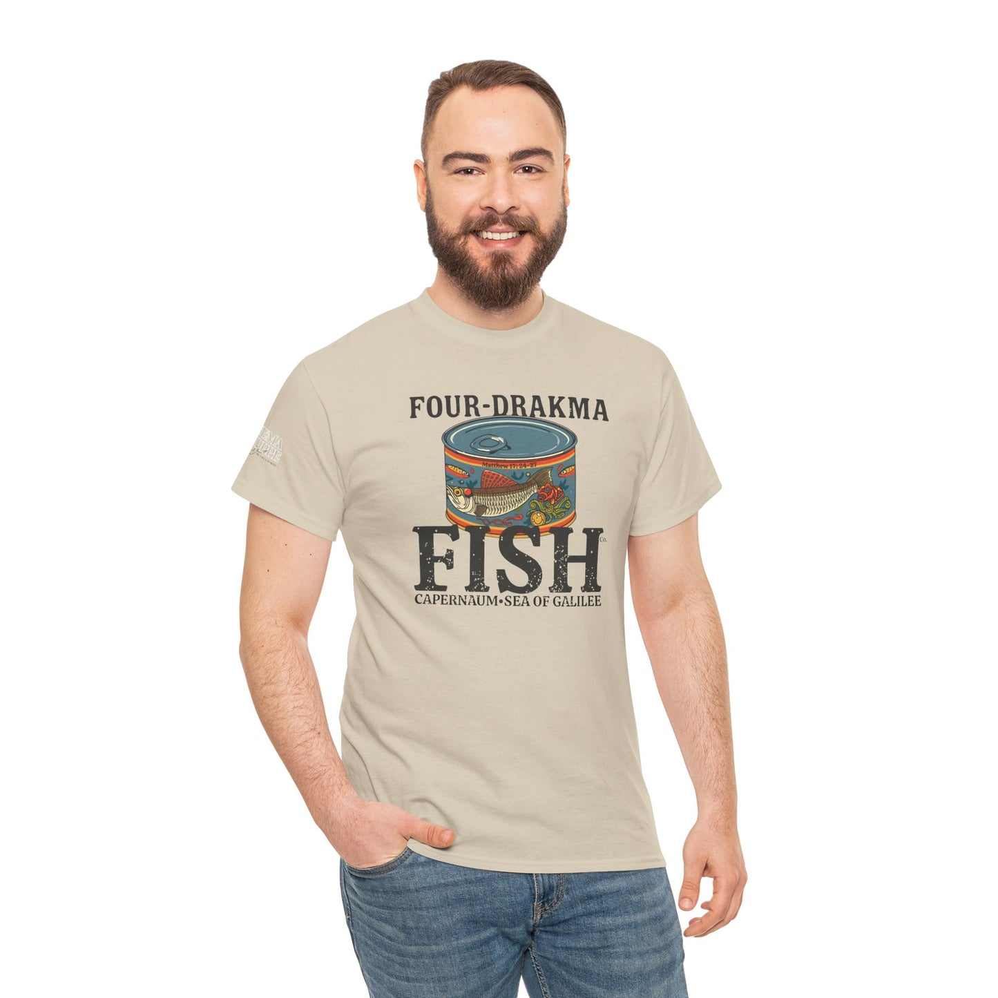 Vintage Four-Drachma Fish Co Matthew 17:24-27 Unisex Tee for Fishermen and Bible Enthusiasts