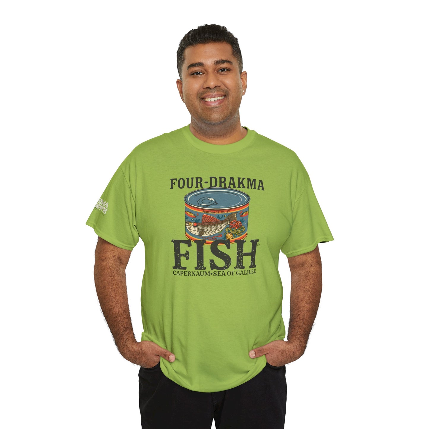 Vintage Four-Drachma Fish Co Matthew 17:24-27 Unisex Tee for Fishermen and Bible Enthusiasts
