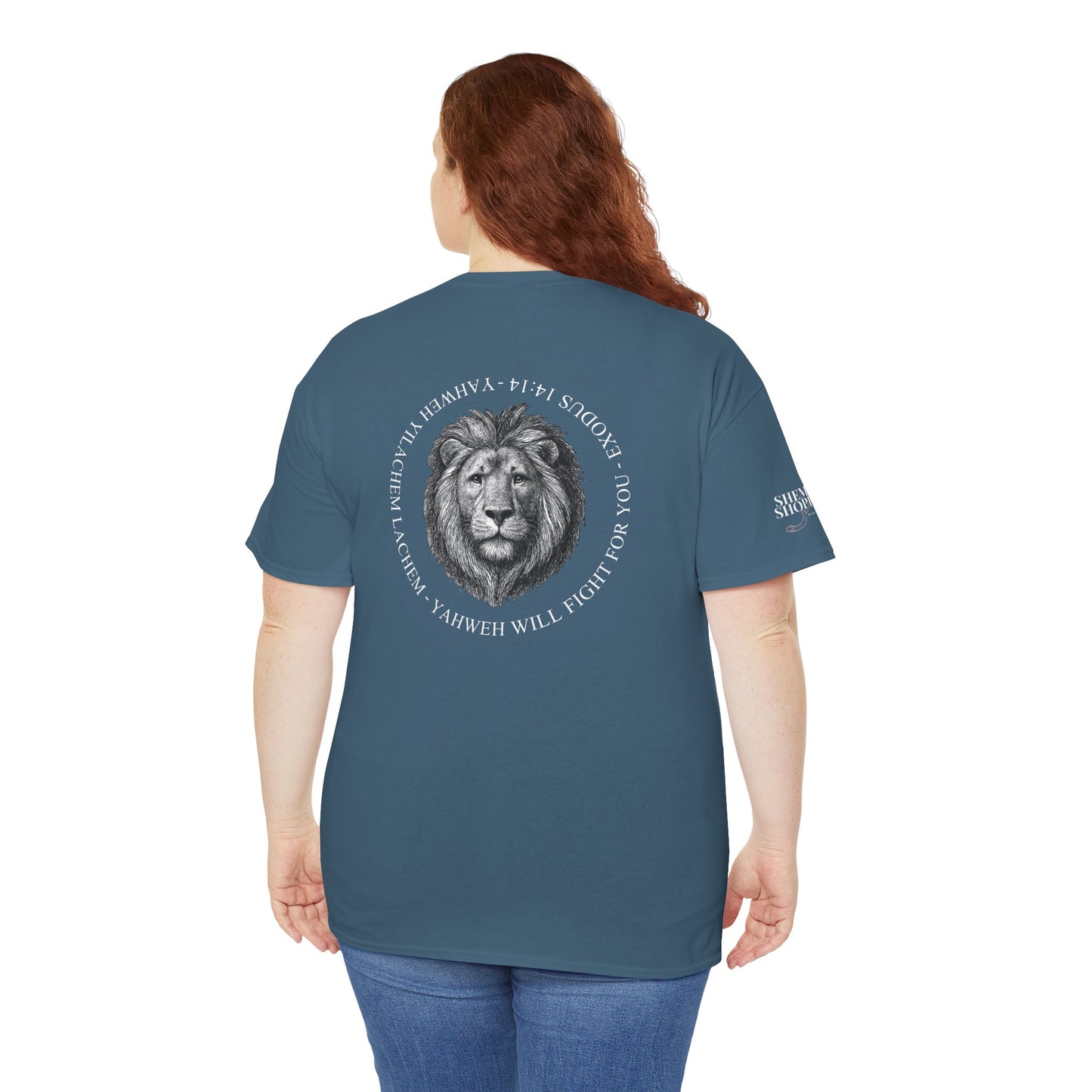 Hebrew Lion Tee — "Yahweh Yilachem Lachem" Inspirational Scripture Shirt Exodus 14:14