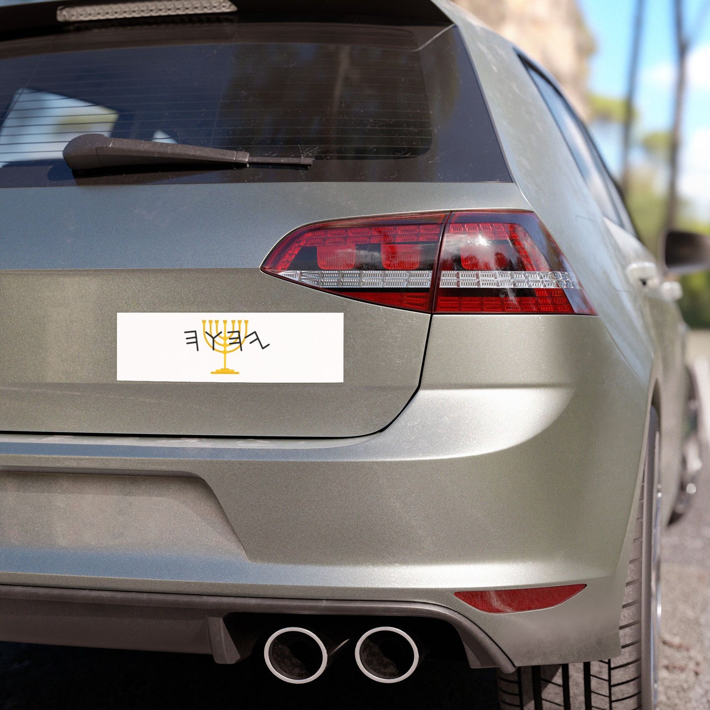 Paleo Hebrew with Menorah Car Magnet