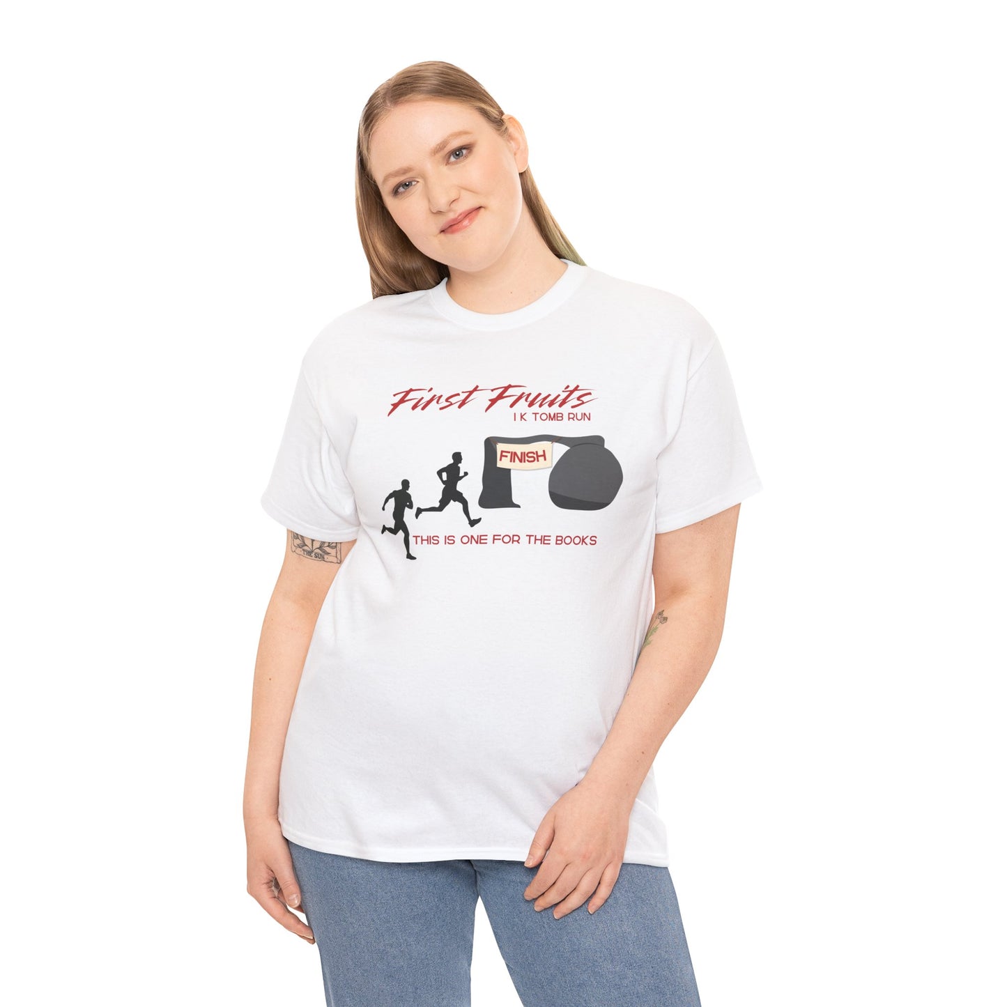 First Fruits 1k Tomb Run Unisex Tee - Funny Biblical Design