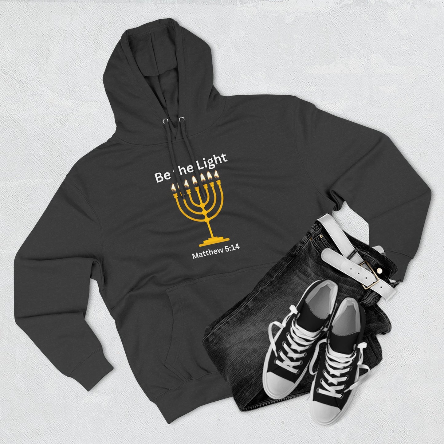 Be The Light Menorah Three-Panel Fleece Hoodie